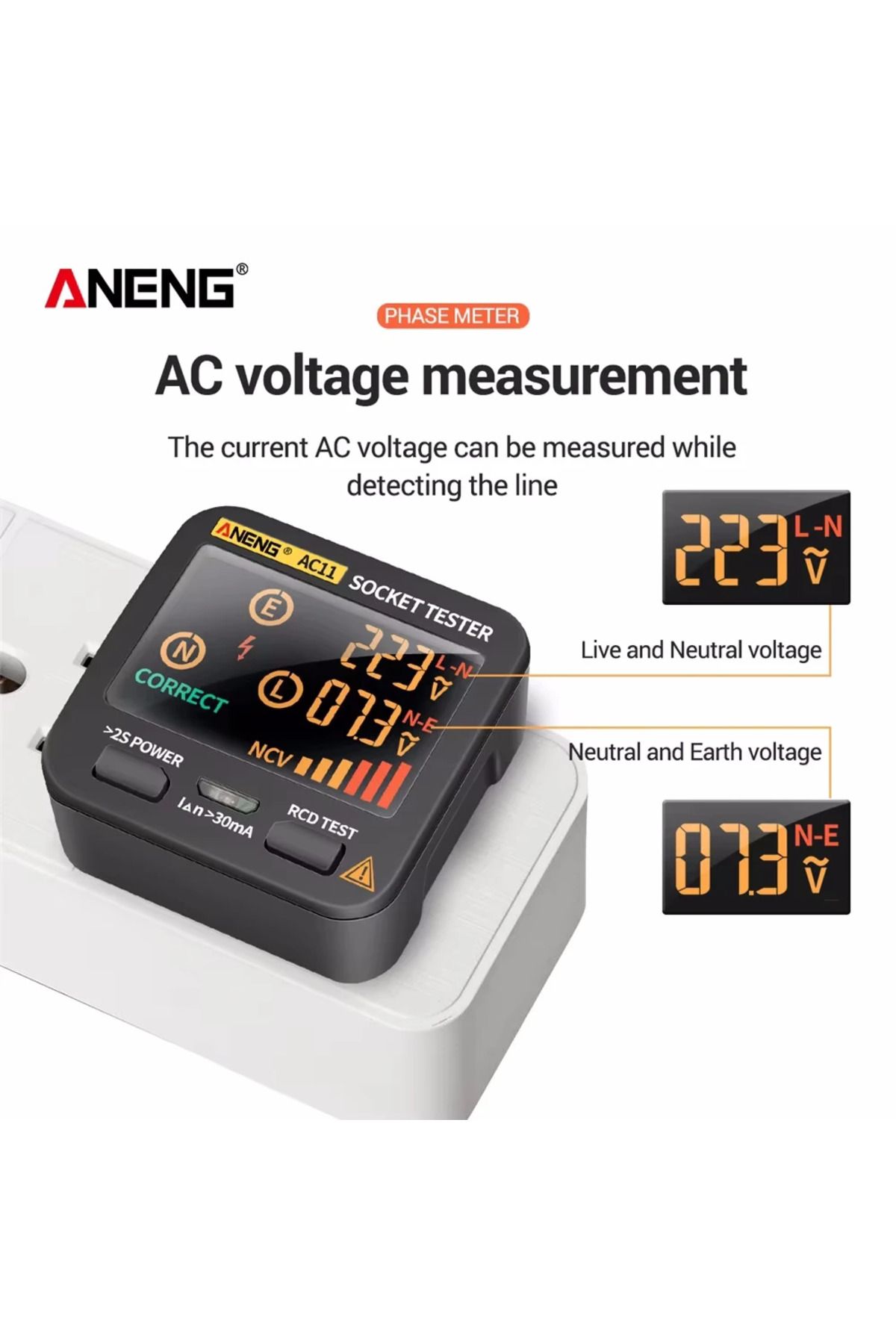 Choice-ANENG AC11 Digital Smart Socket Tester Voltage Test Socket Detector US/UK/EU/AU Plug Ground Zero ... 4