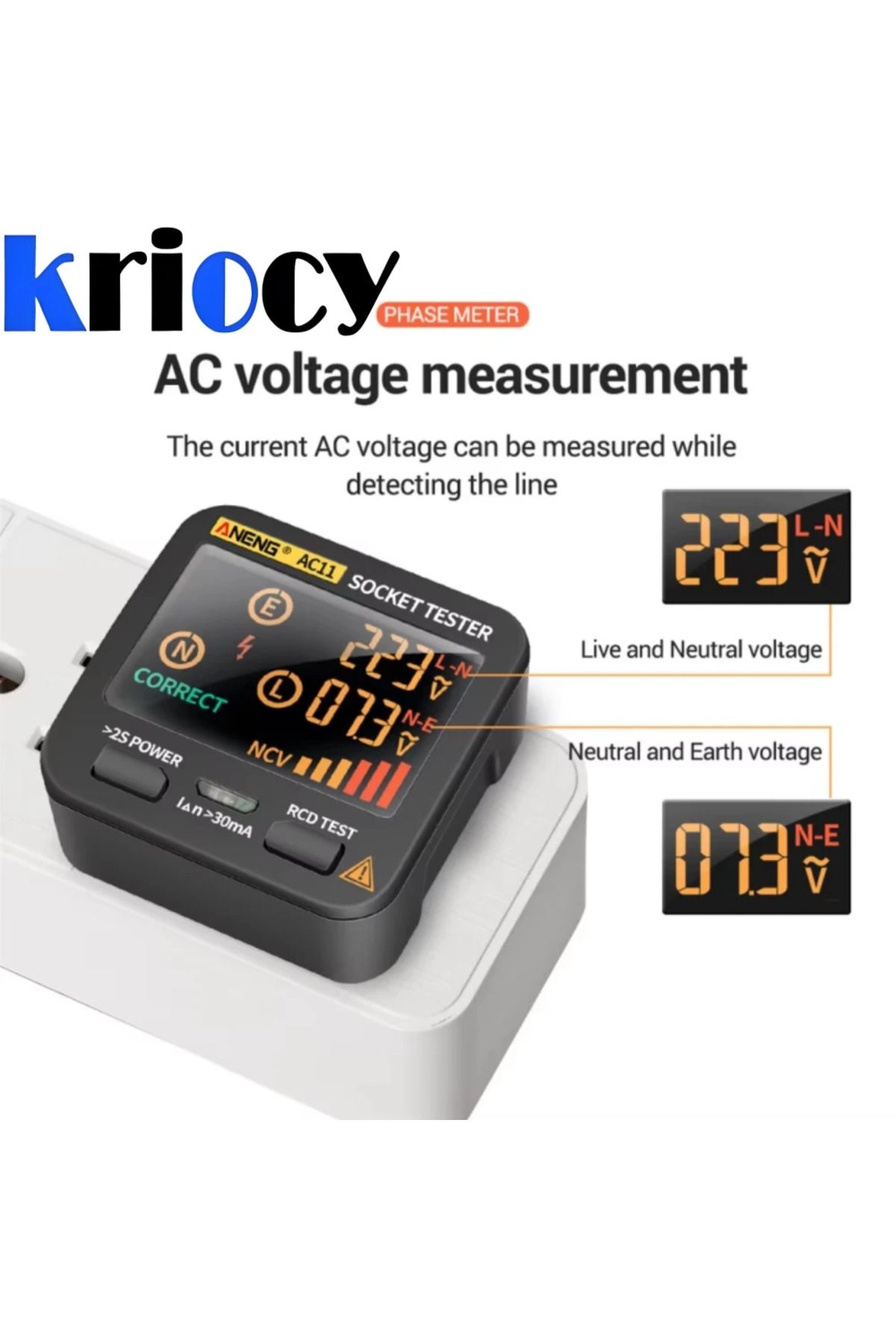 Choice-ANENG AC11 Digital Smart Socket Tester Voltage Test Socket Detector US/UK/EU/AU Plug Ground Zero ... 2