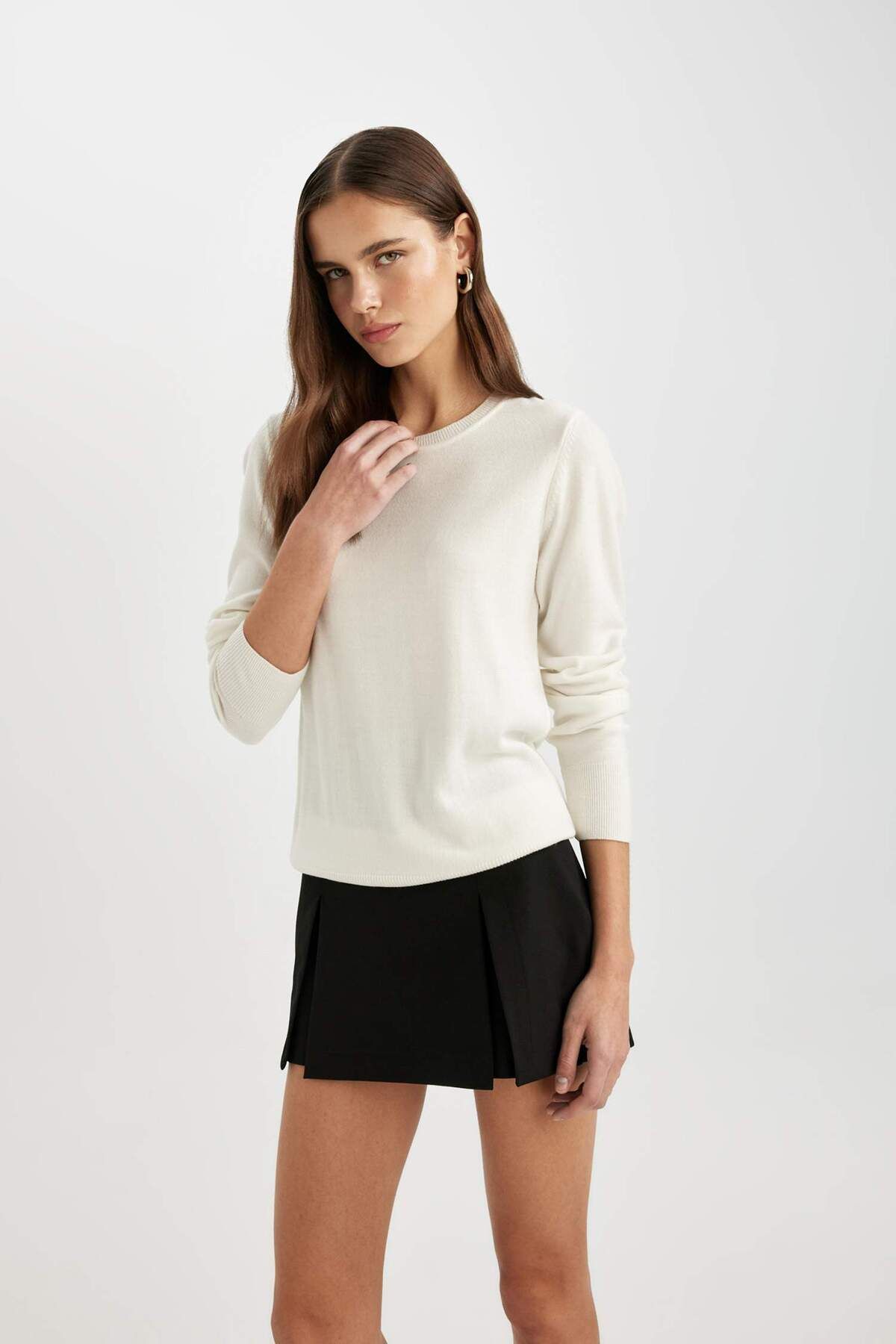 DeFacto-Women's Ecru Sweater - F7091Az/Er99 3