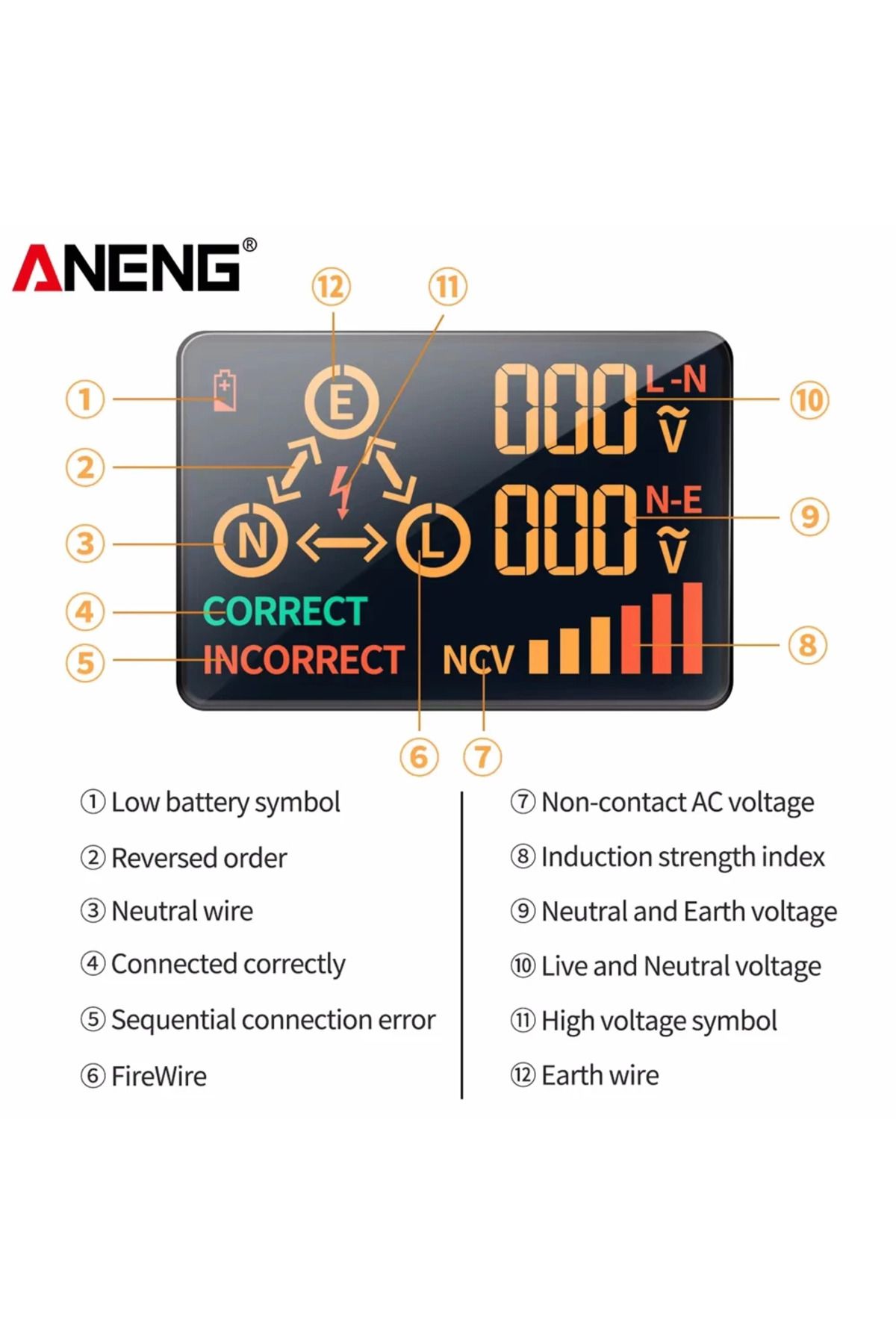 Choice-ANENG AC11 Digital Smart Socket Tester Voltage Test Socket Detector US/UK/EU/AU Plug Ground Zero ... 7