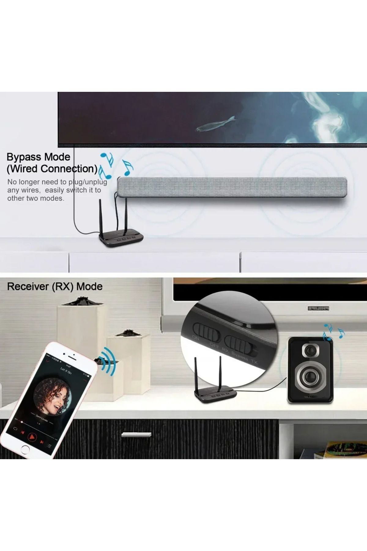 Choice-VIKEFON Bluetooth 5.0 Car Kit NFC 80mBluetooth Audio Transmitter Receiver Bypass aptX LL HD Wirel... 7