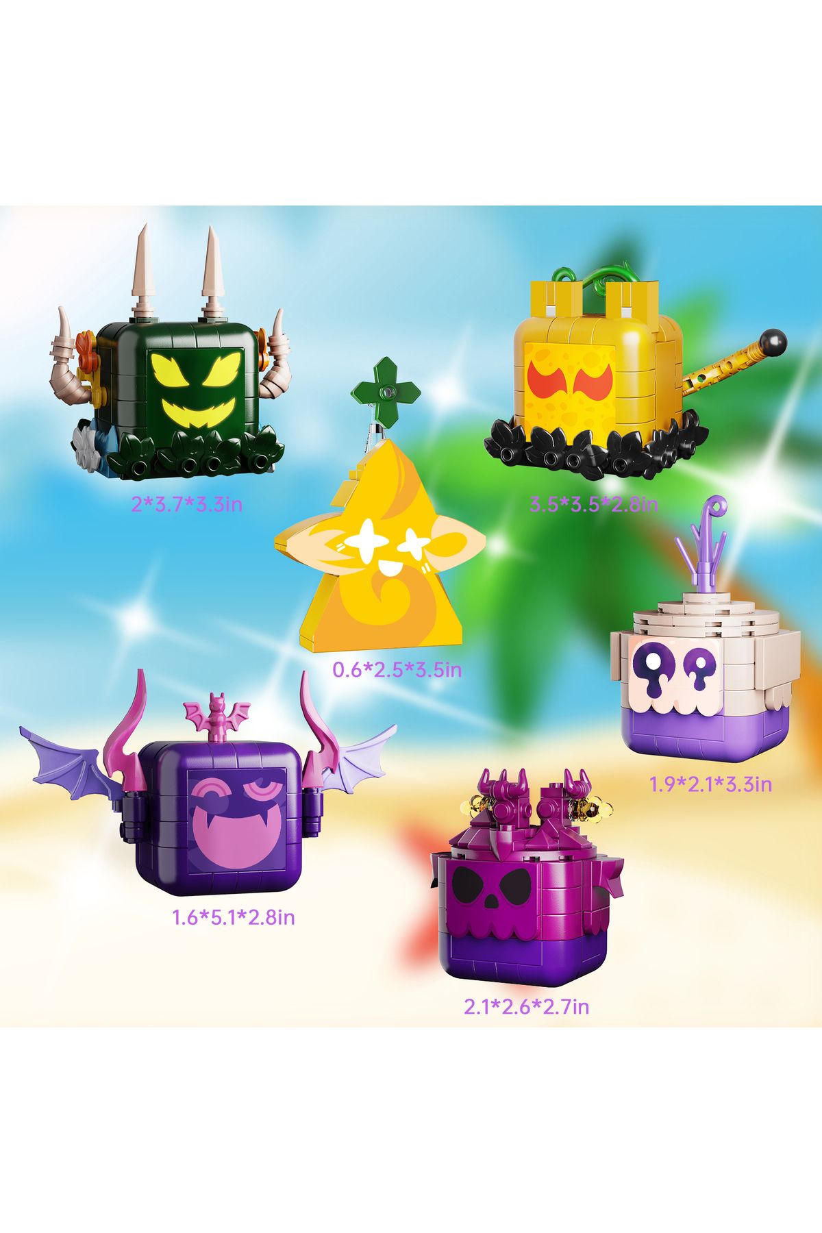 BuildMoc-6 in 1 Blox Fruits Figures Model Bricks Dragon Dough Venom Leopard Light Shadow Building Blocks G... 6