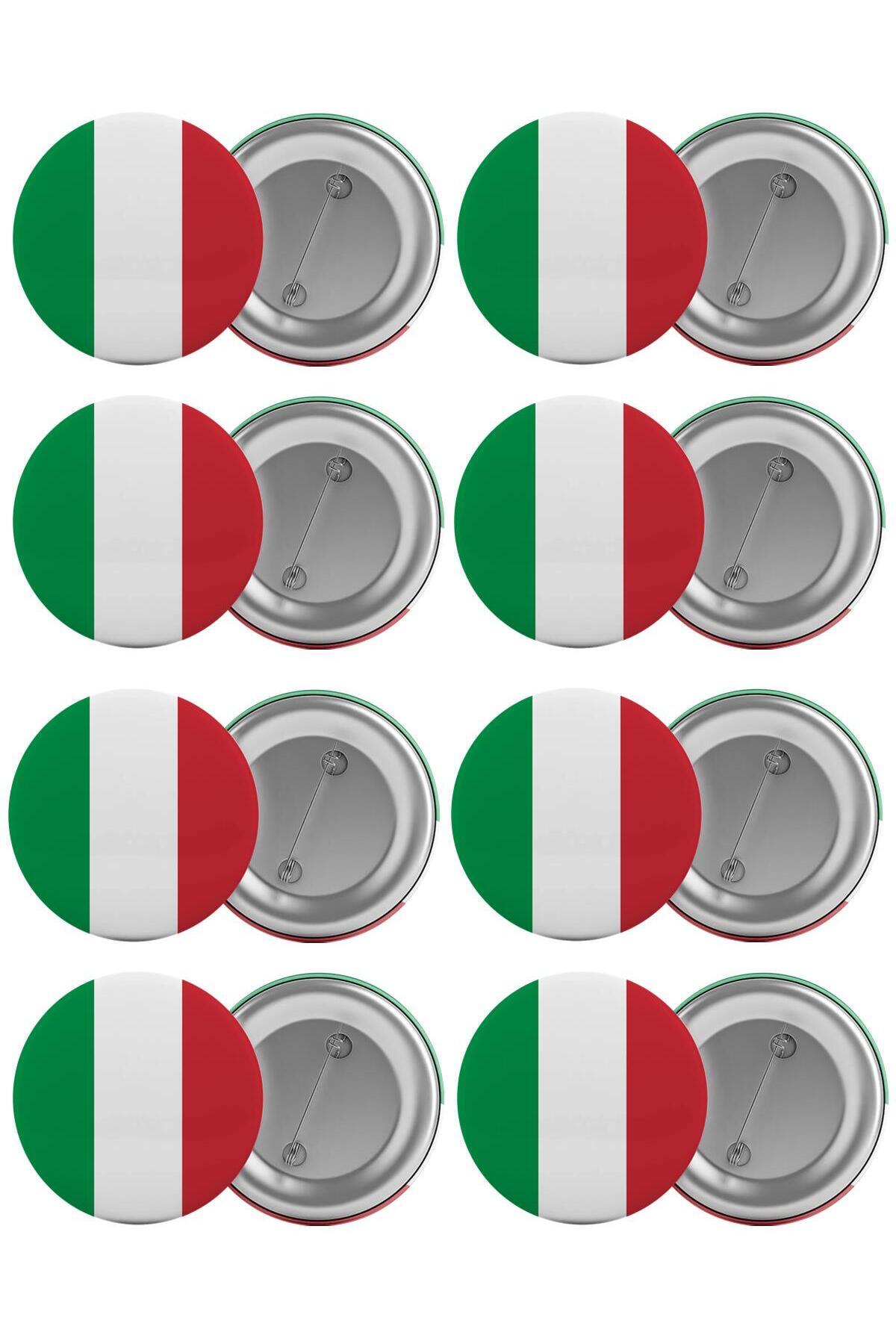Italy Flag Bag Badge Set 8pcs Largest Size 5.8cm Needle Brooch