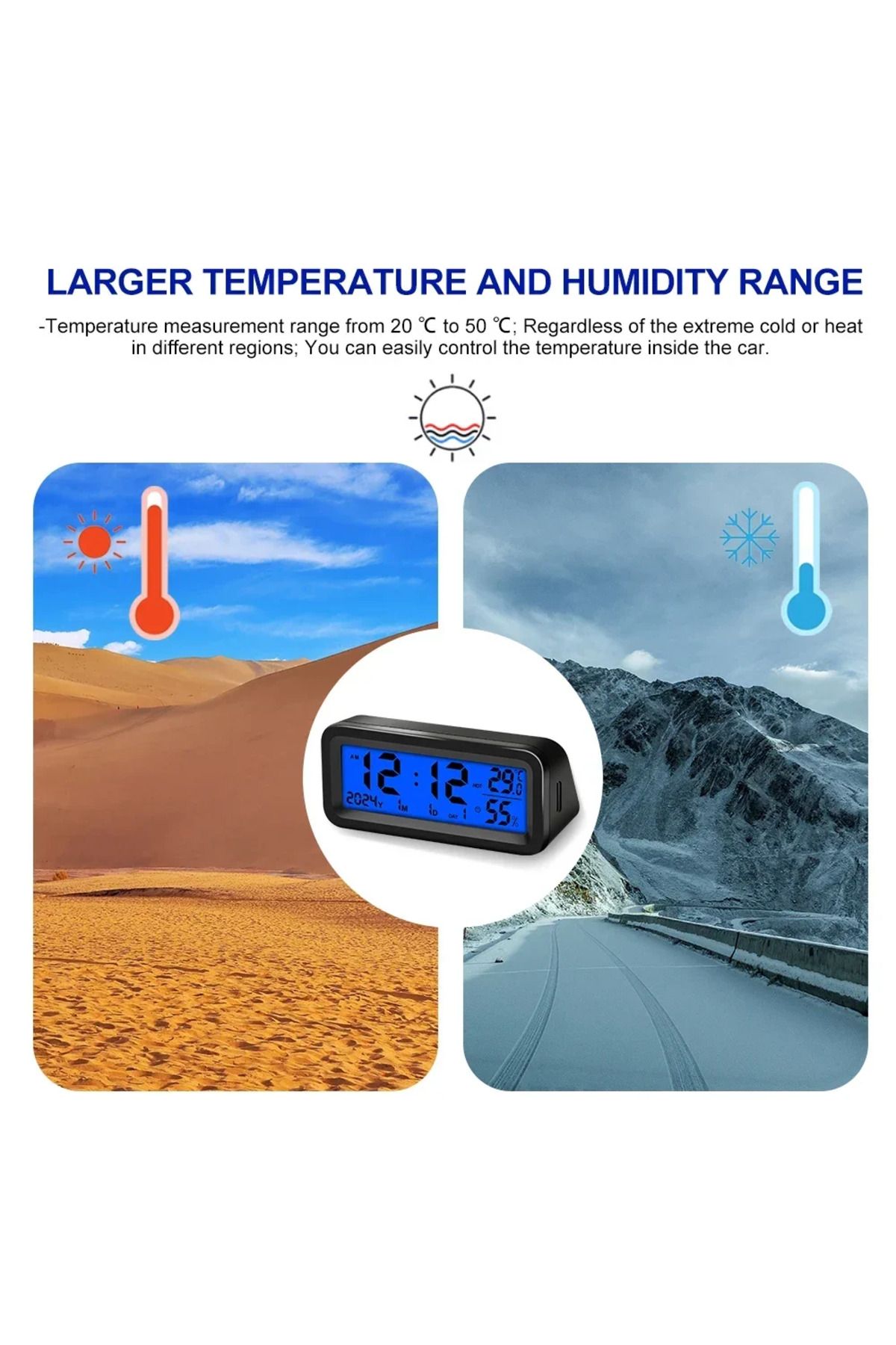 Choice-Solar Car Clock Dashboard Thermometer LED Car Electronic Watch Digital Display Time with Backligh... 6