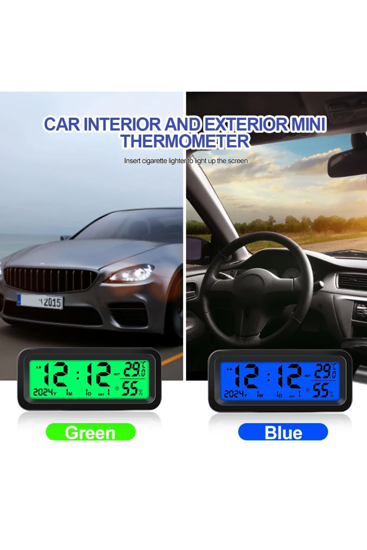 Choice-Solar Car Clock Dashboard Thermometer LED Car Electronic Watch Digital Display Time with Backligh... 4