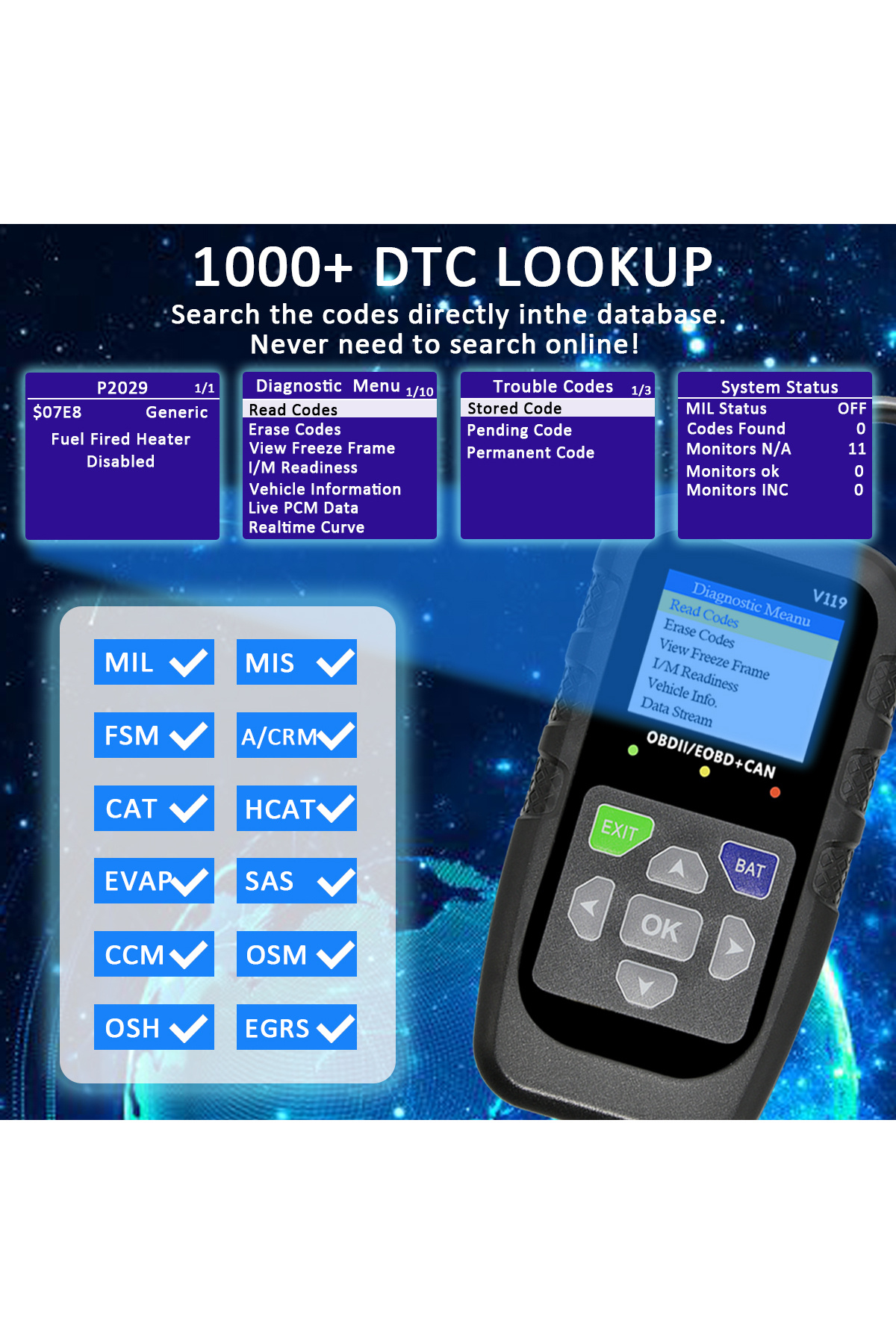 Choice Car OBD2 Scanner Diagnostic Tool Code Reader, Car Voltage Tester