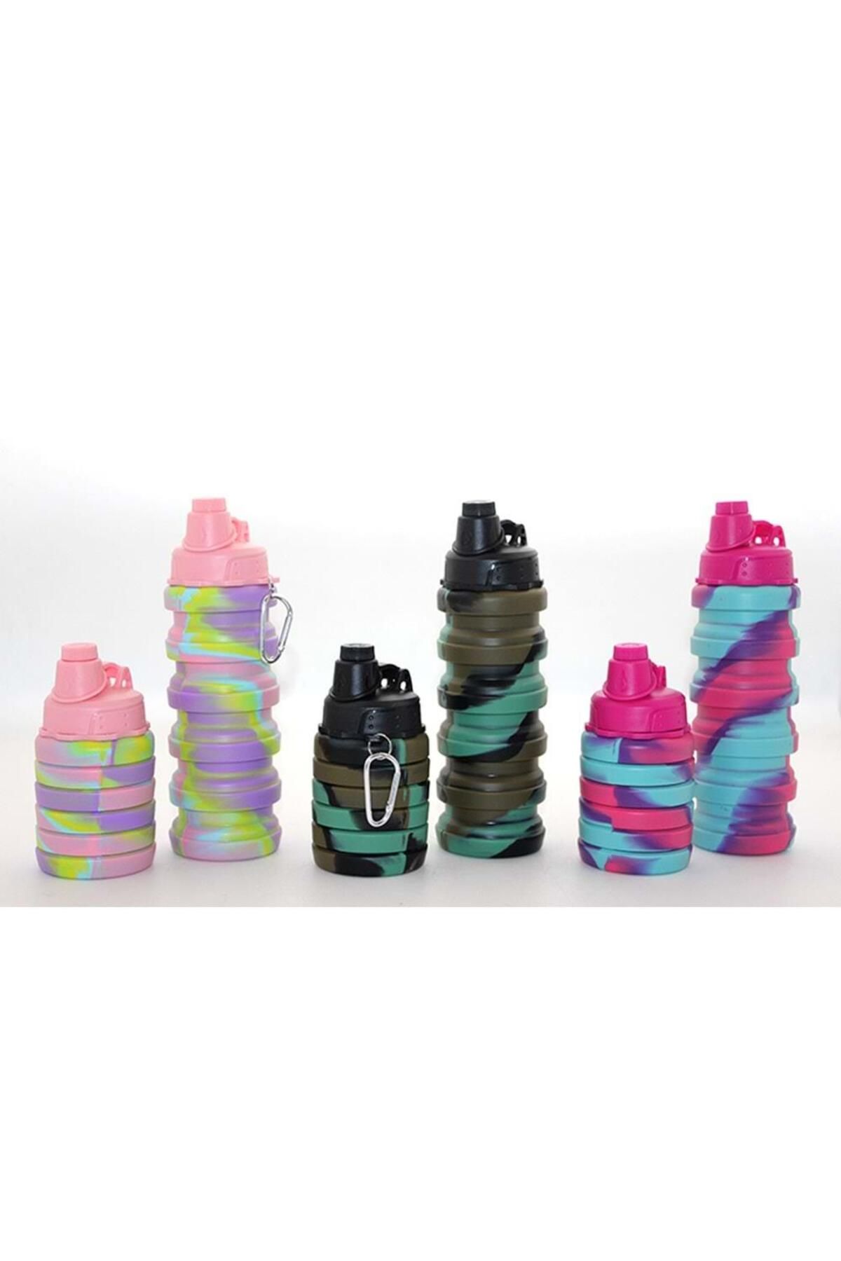 LiderGlobal Katlanabilir Portatif Silikon Su Şişesi 500 Ml
