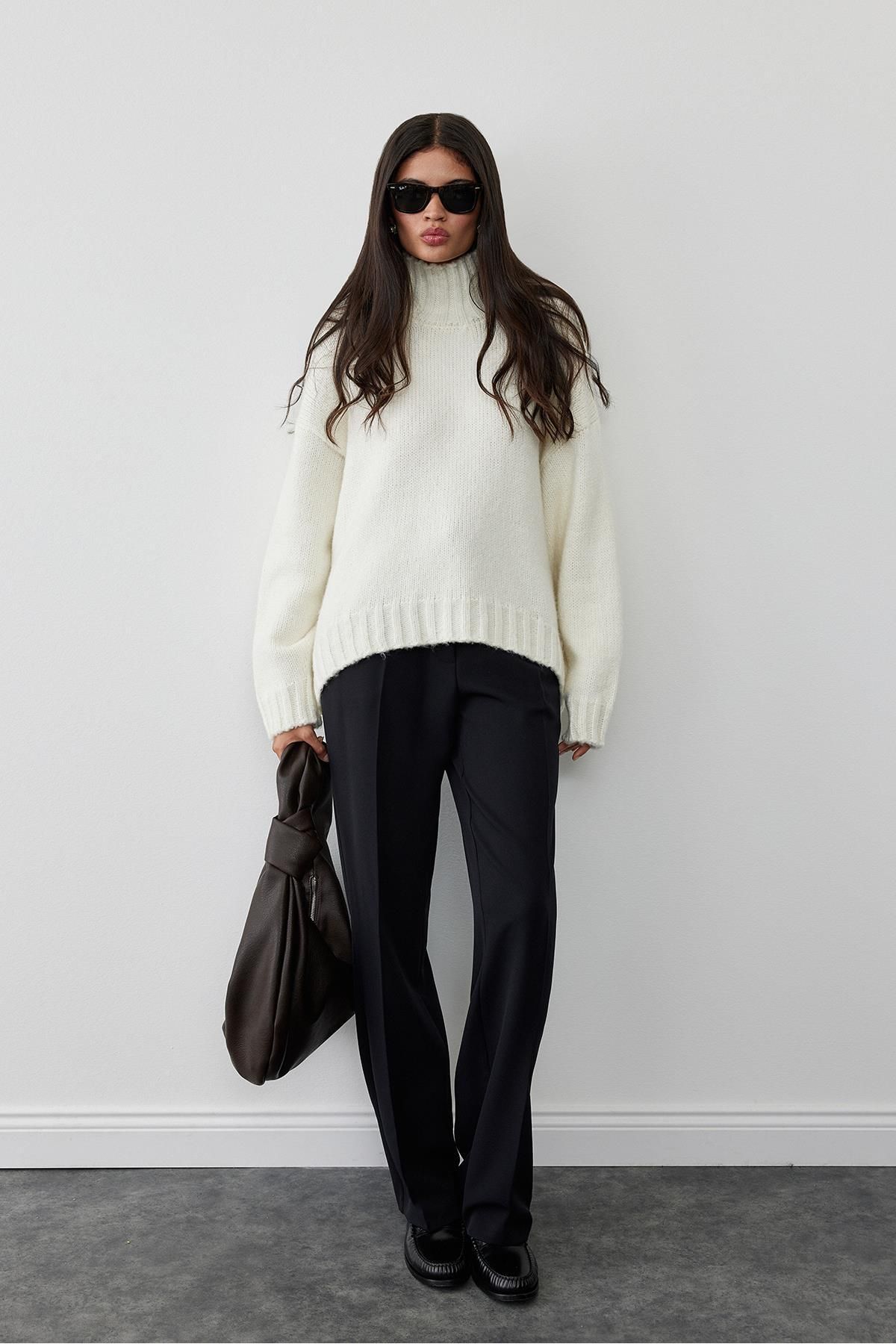 Suud Collection-Ecru Gia Wool Blended Sweater 6