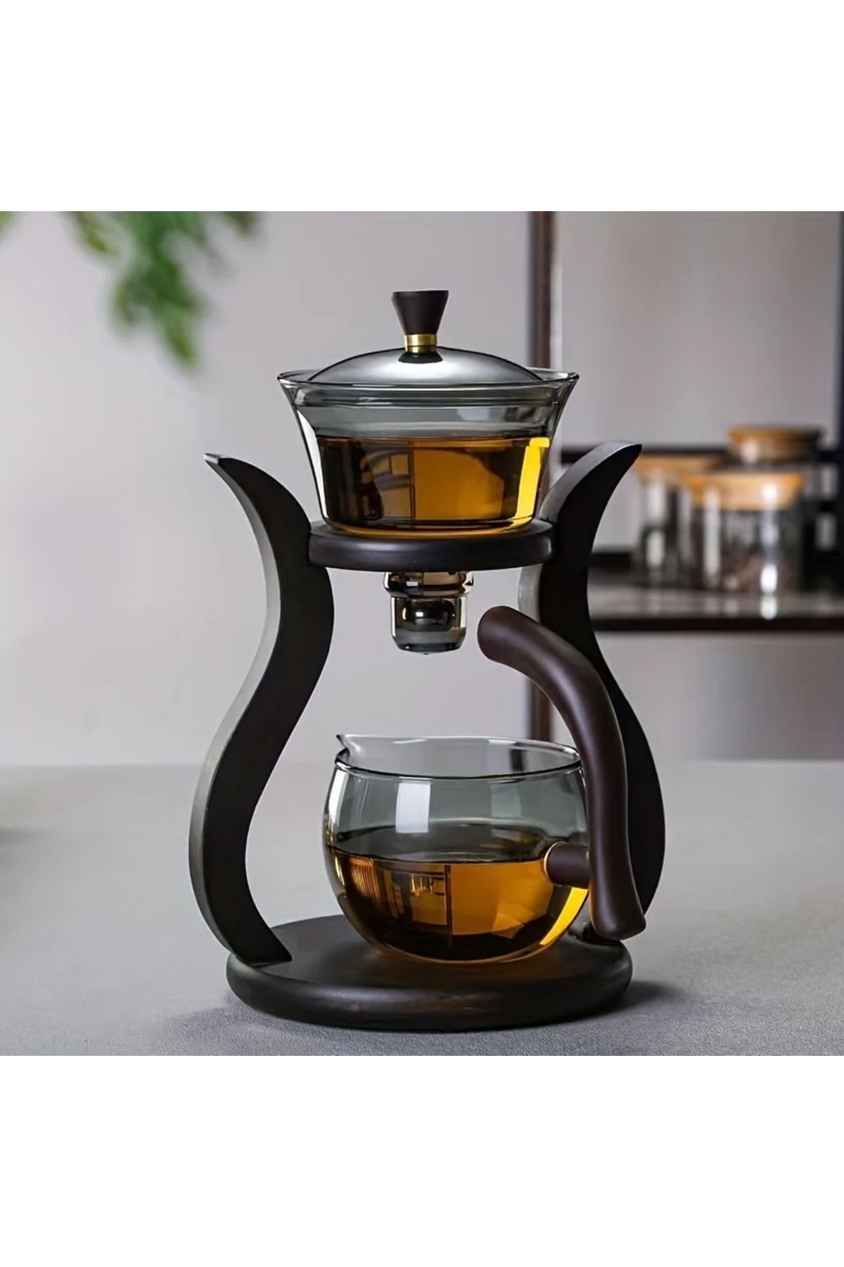 Choice-Lazy Kung Fu Glass Tea Set Semi Automatic Drip With Infuser Glass Teapot Set Magnetic Switch Teap... 3
