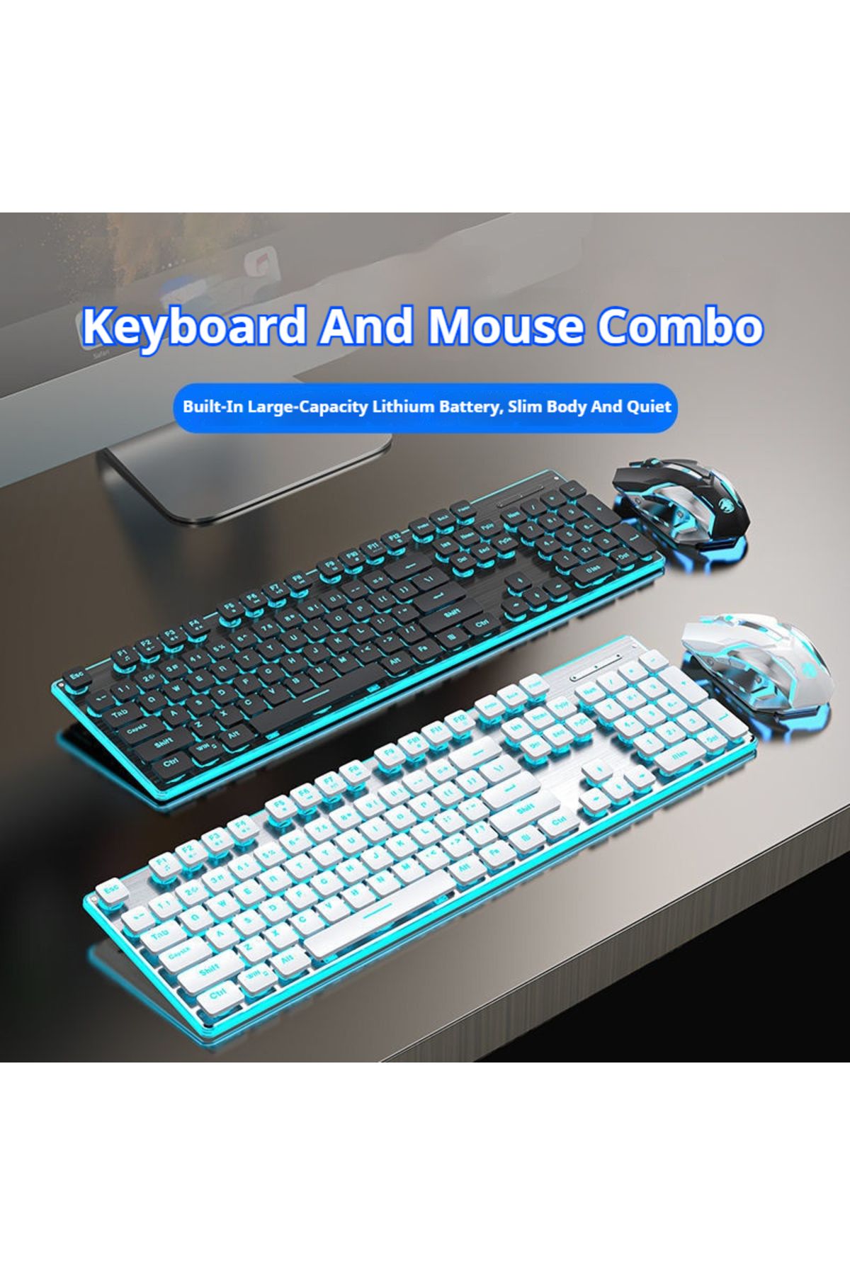 Choice-EWEADN BT & 2.4G Wireless Connection Keyboard and Mouse Combo, Water drop suspension keycaps, 104... 2