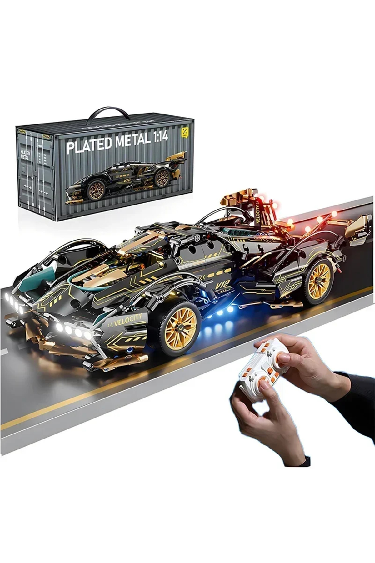 ۲۰۲۴ بلک V12 بلاک رودستر RC تک ریسر ۱:۱۴، مونتاژ دی‌آی‌وای ساختار رودستر بلاک کار…