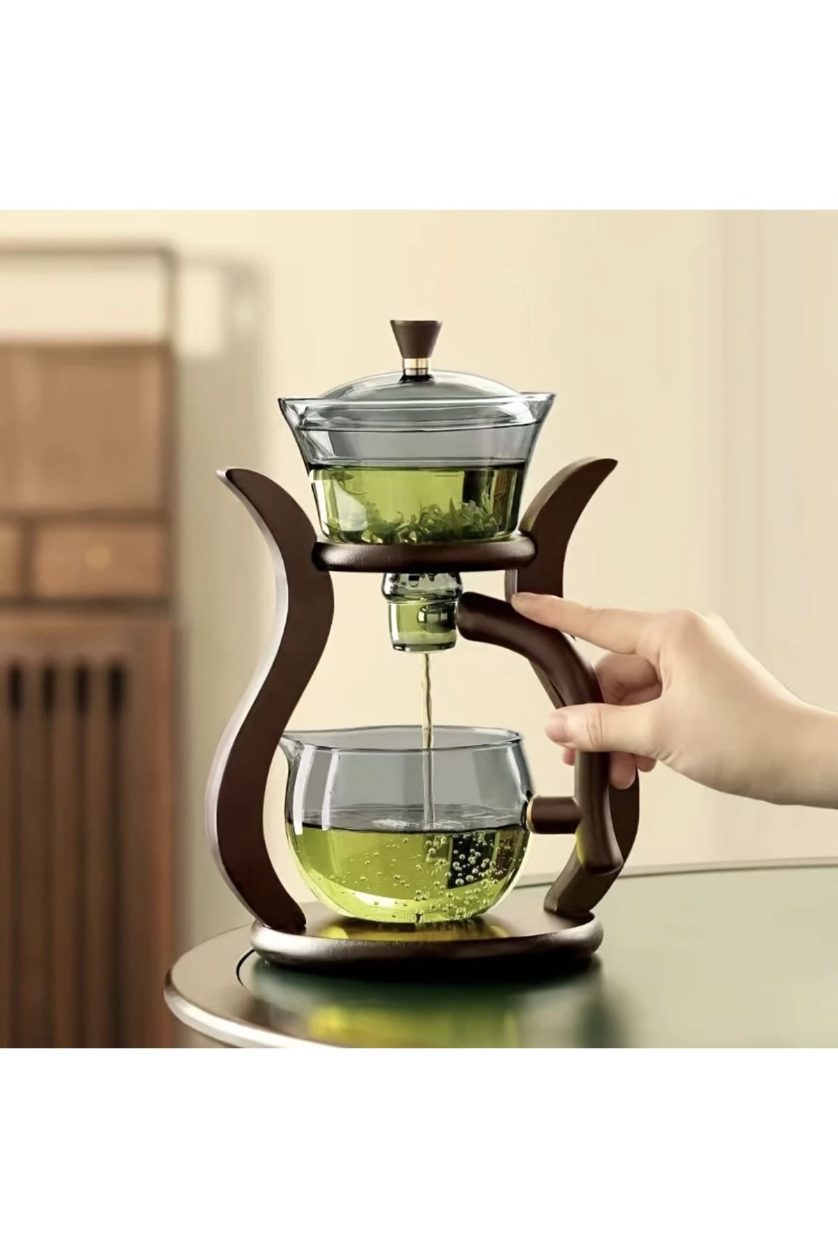 Choice-Lazy Kung Fu Glass Tea Set Semi Automatic Drip With Infuser Glass Teapot Set Magnetic Switch Teap... 2