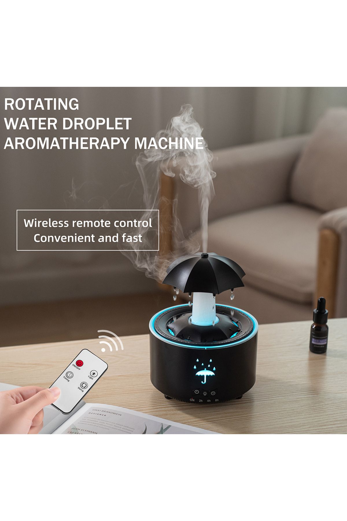 Choice-Rain Drop Aroma Diffuser Electric Aroma Diffuser 300ml Rotating and Timer Automatic Switch-Off Su... 2