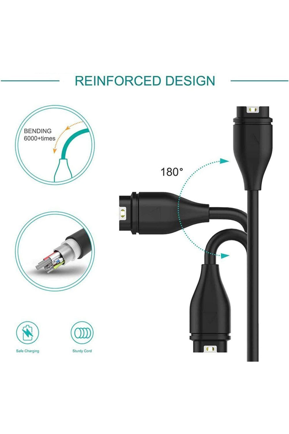 Hujerl-USB-C Charging Cable for Garmin Fenix 8 Charger/ Fenix E/ Fenix 7S Pro/ 6 Plus/ Forerunner 745 93... 3