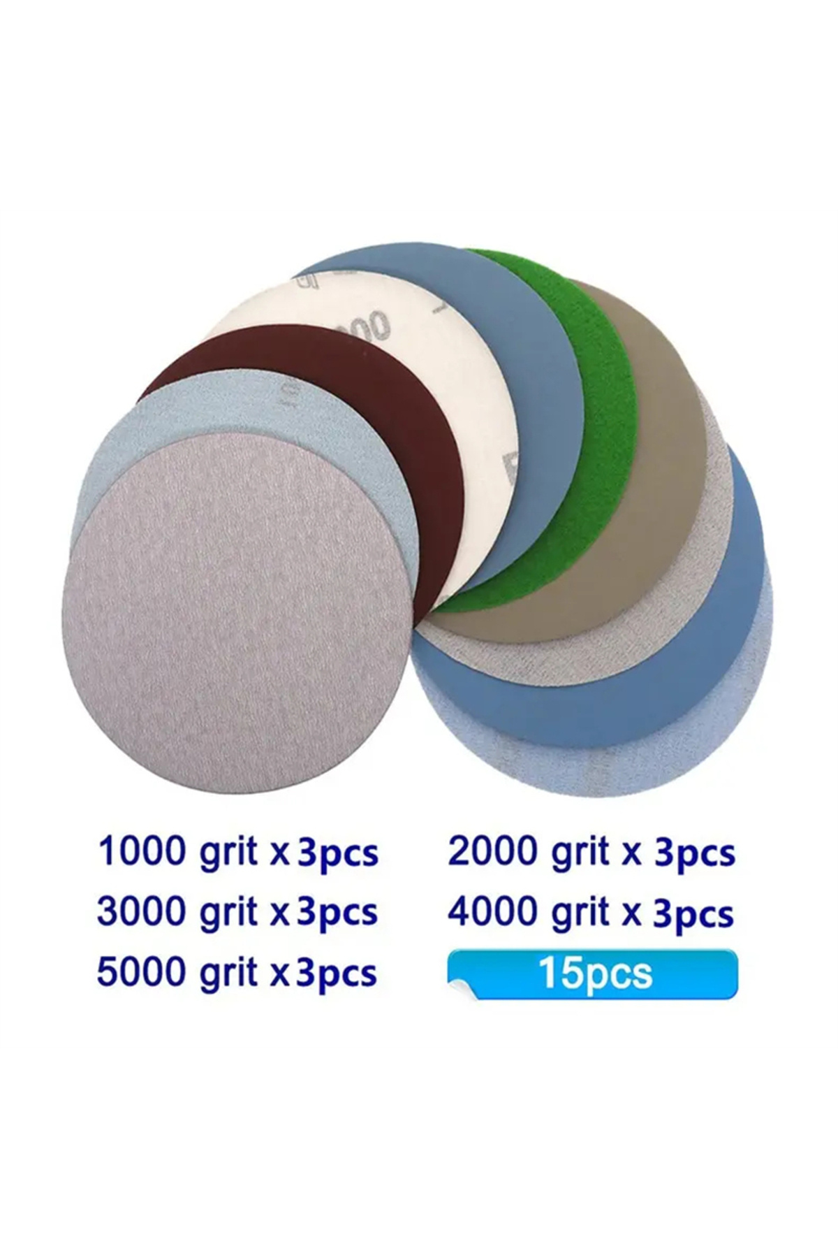 Choice-SEAMETAL 15PCS 125mm Inches Grit 1000 2000 3000 4000 5000 Sanding Discs Hook Loop Sandpaper Round... 6