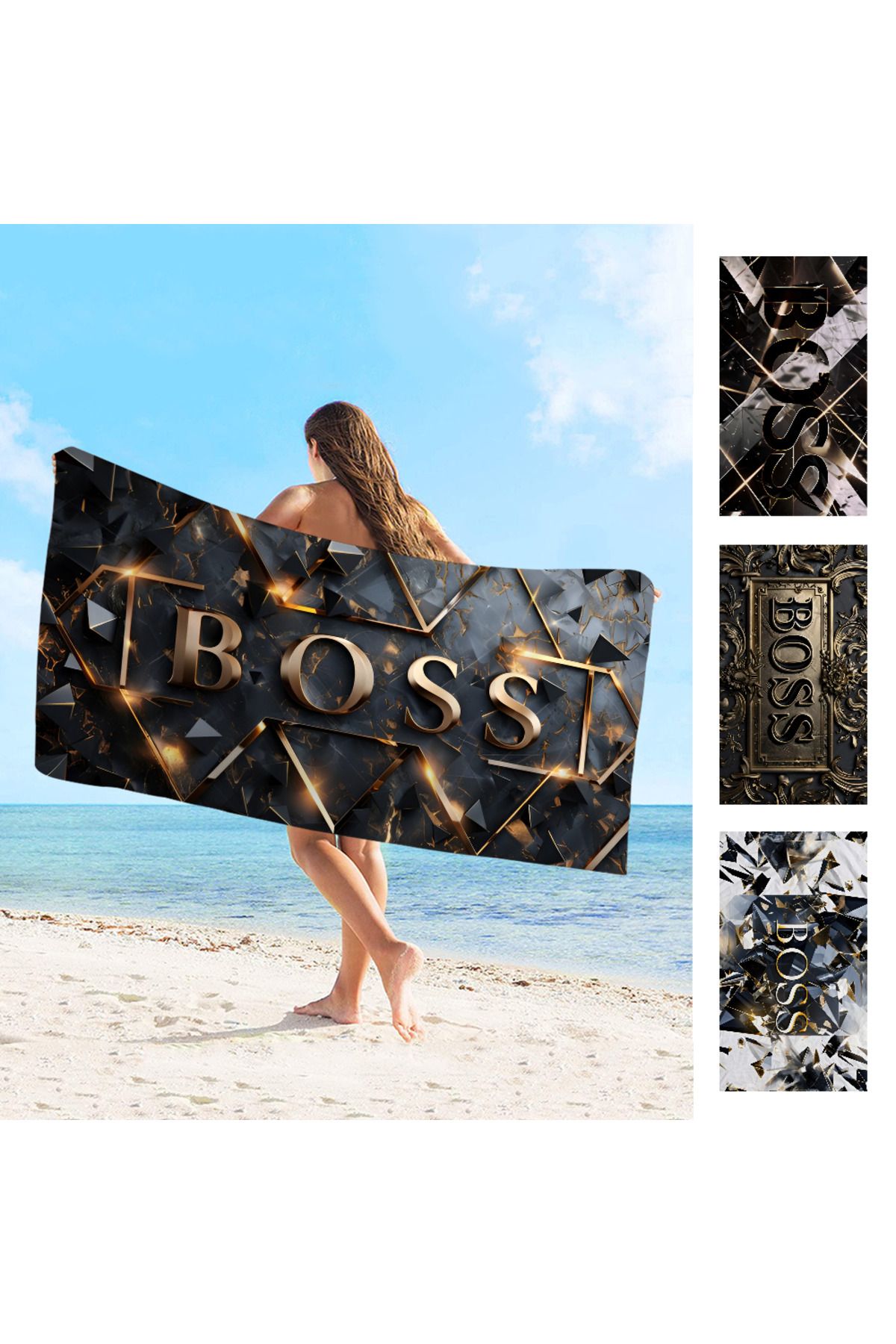 Choice-H-Hugo Boss logo Beach Towels Shower Towel Sauna Travel Spa Microfiber Quick Dry Gym Accessories ... 2