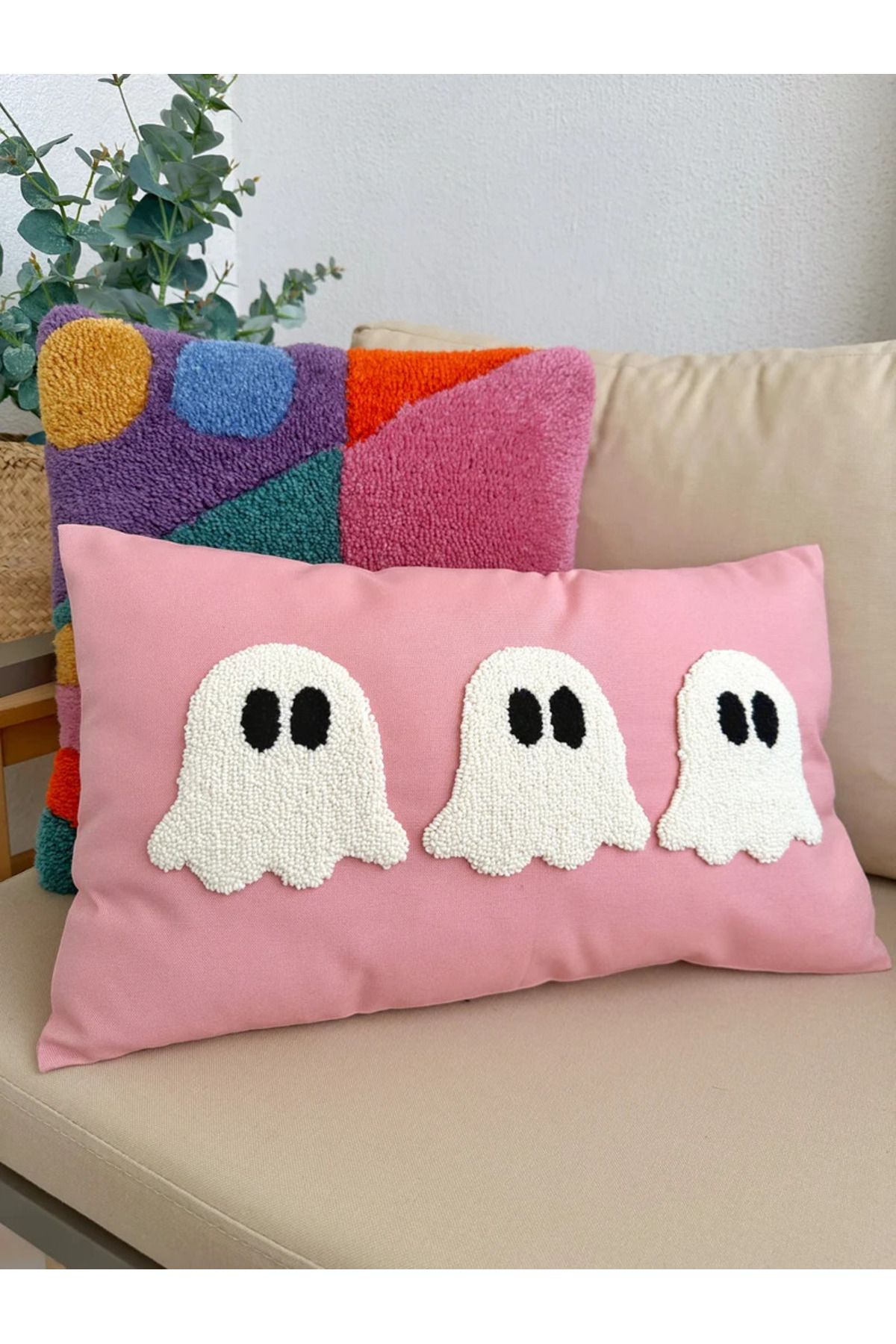 Sima-Ghost Patterned Punch Cushion Pillow 40*40 cm 2
