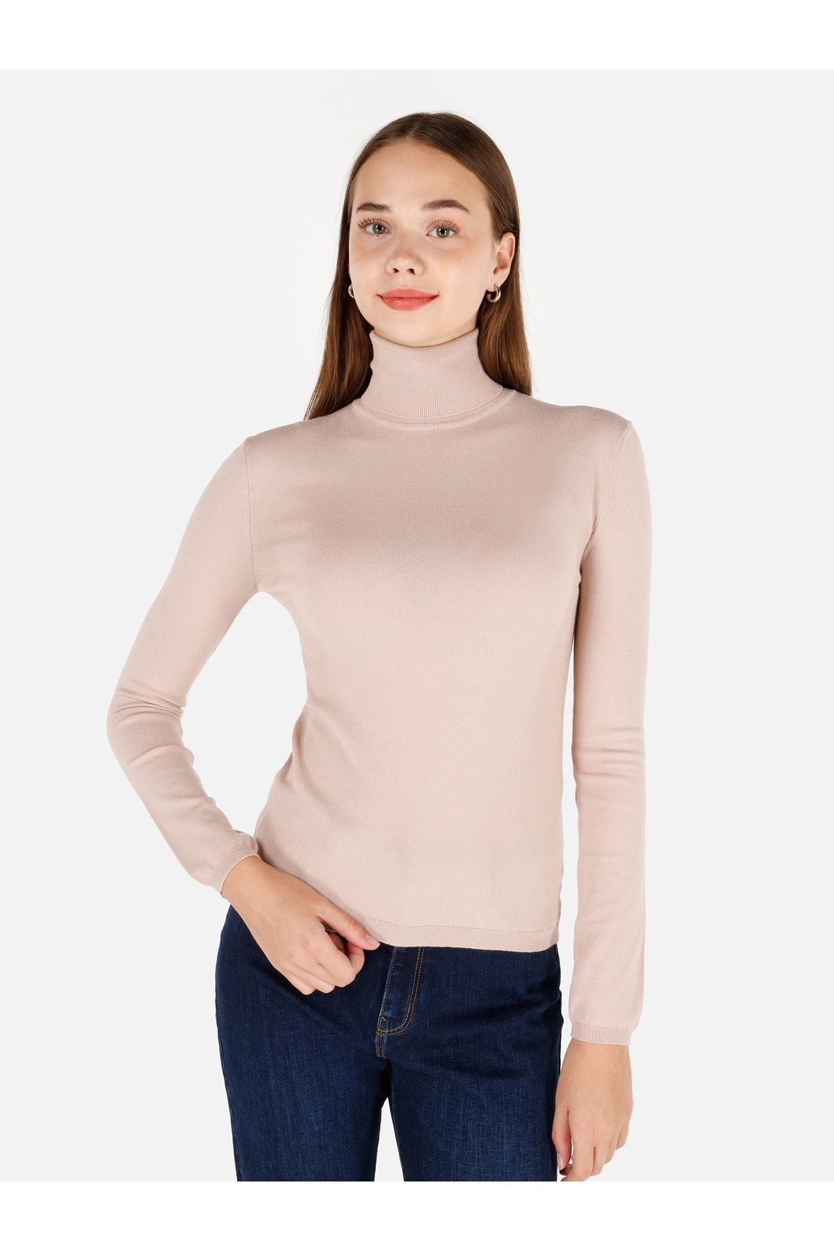 Colin's-Slim Fit Turtleneck Beige Women's Sweater Cl 1070208 1