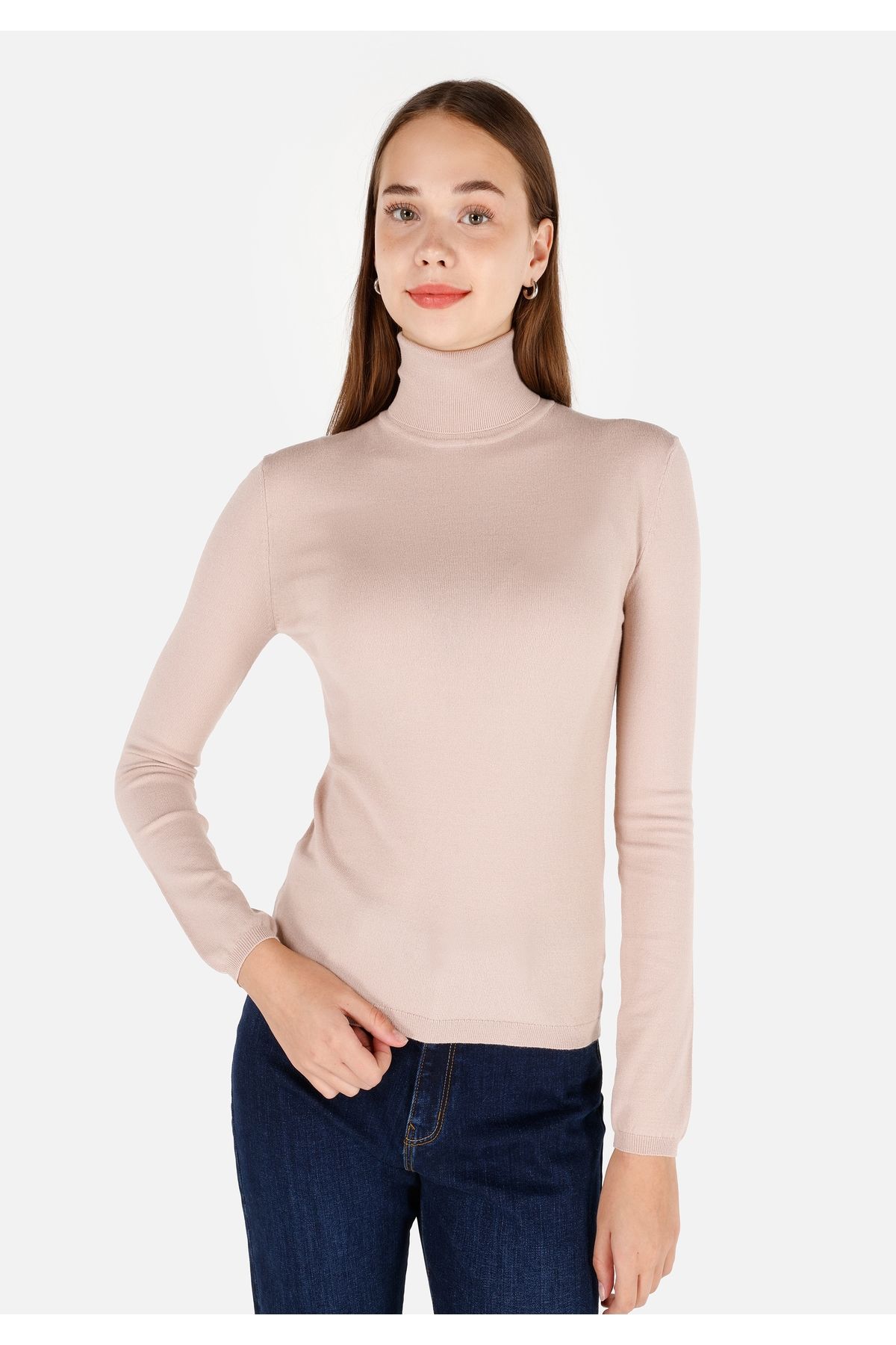 Colin's-Slim Fit Turtleneck Beige Women's Sweater Cl 1070208 7