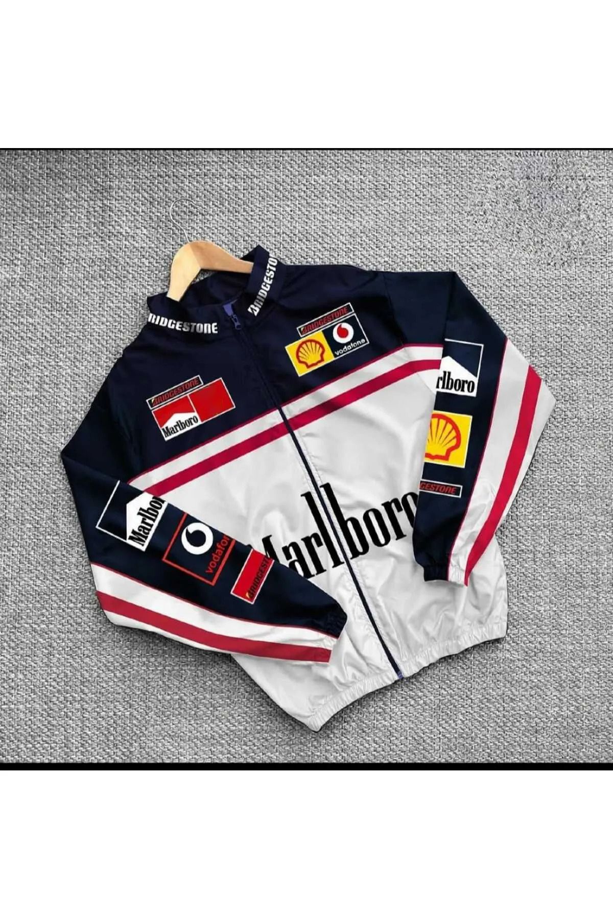 Lushen Beyaz Unisex Motorcu Yağmurluk Rüzgarlık İnce Ceket