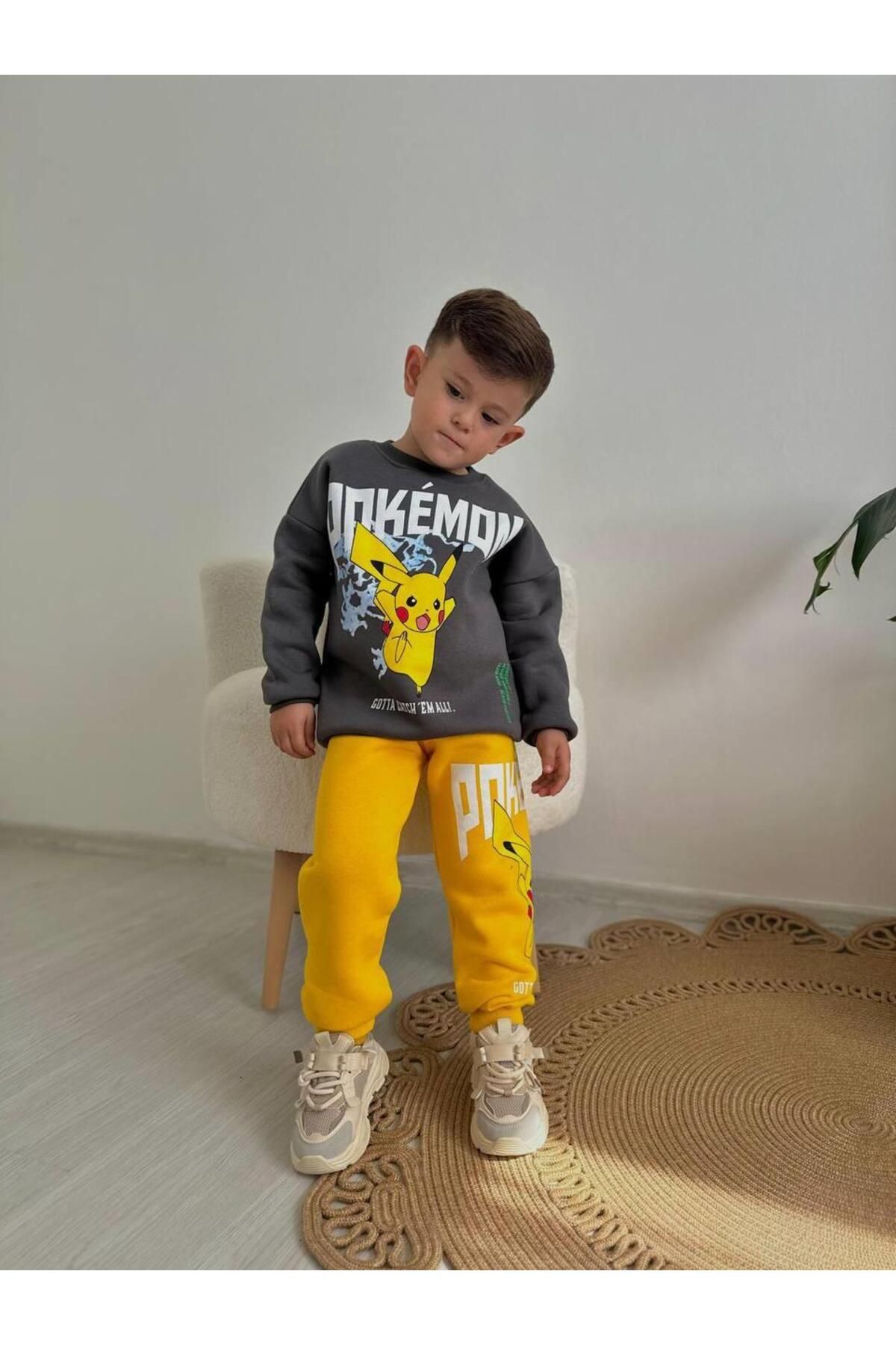 MİNİKO KİDS-Boy's Pokemon Modeled 3-Thread Tracksuit 3