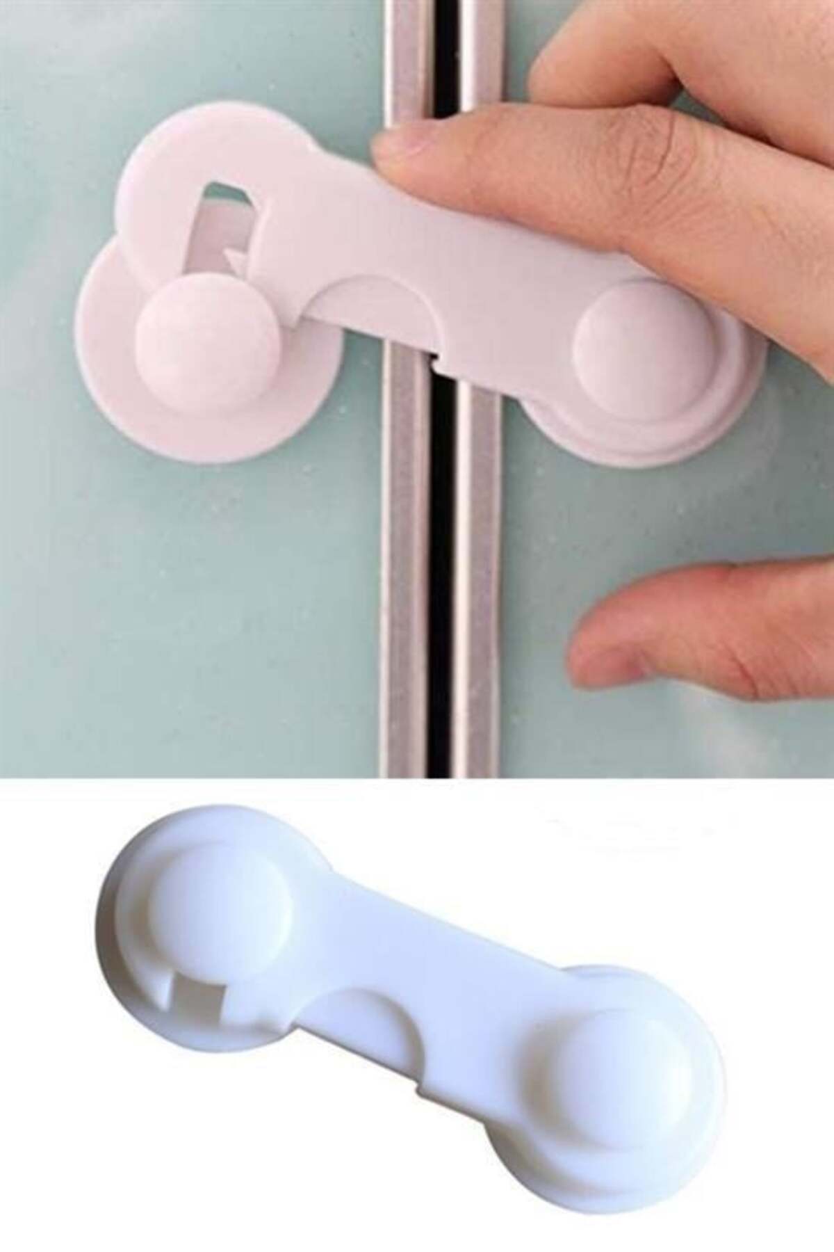 HerEveOyuncak Bebek Çocuk Köşe Koruyucu 4 Adet + Dolap Kapak Kilidi Vidasız Yapışkanlı Güvenlik 2li Set YT47PL fotoğrafı 6 (önizleme)