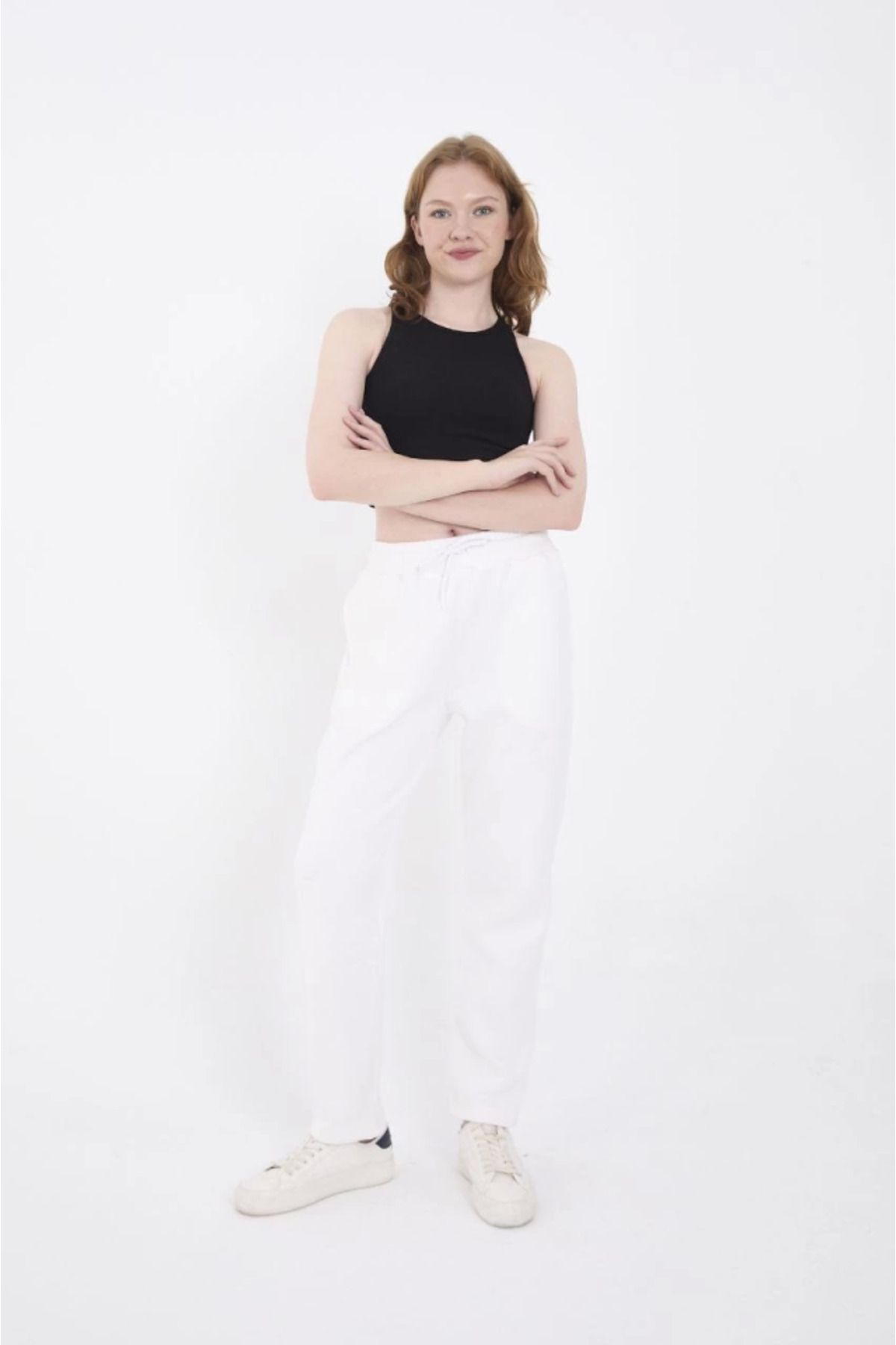 for example-White Unisex Basic Sweatpants - Three Thread 1