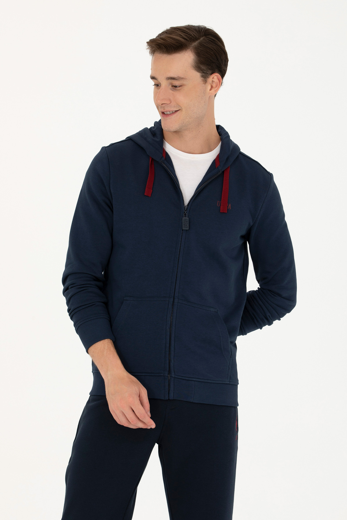 یو اس پولو ژاکت بافتنی مردانه سرمه‌ای رنگ 50273717-VR033