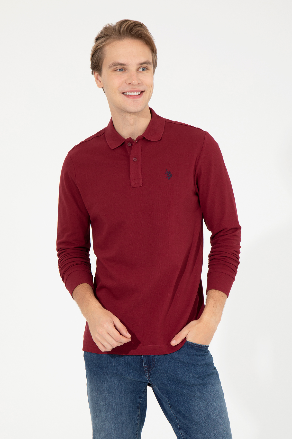 یو اس پولو سویشرت مردانه Cherry Basic مدل 50253121-VR223