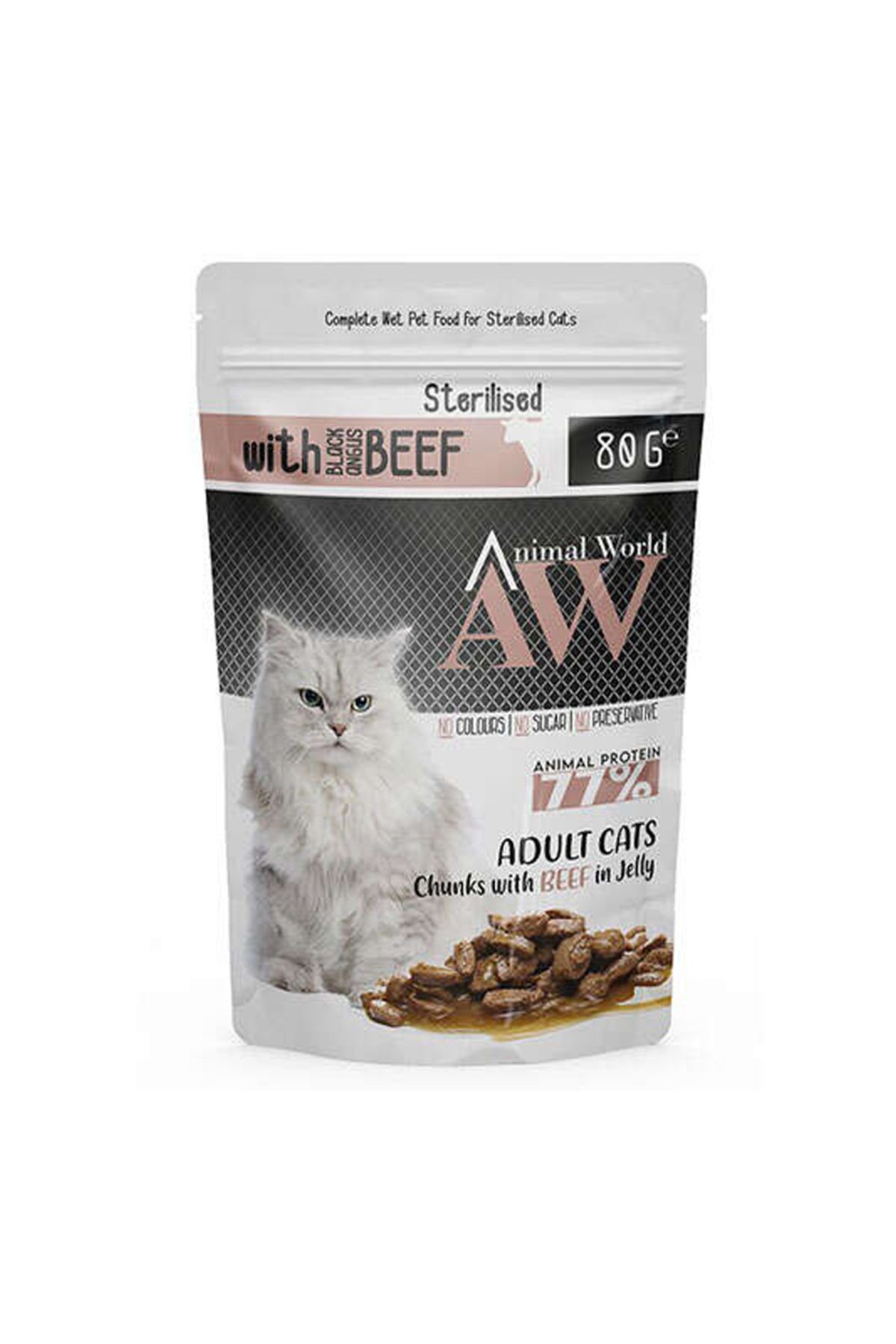 Animal World Sterilised Biftekli Kısır Kedi Yaş Mama 80 Gr