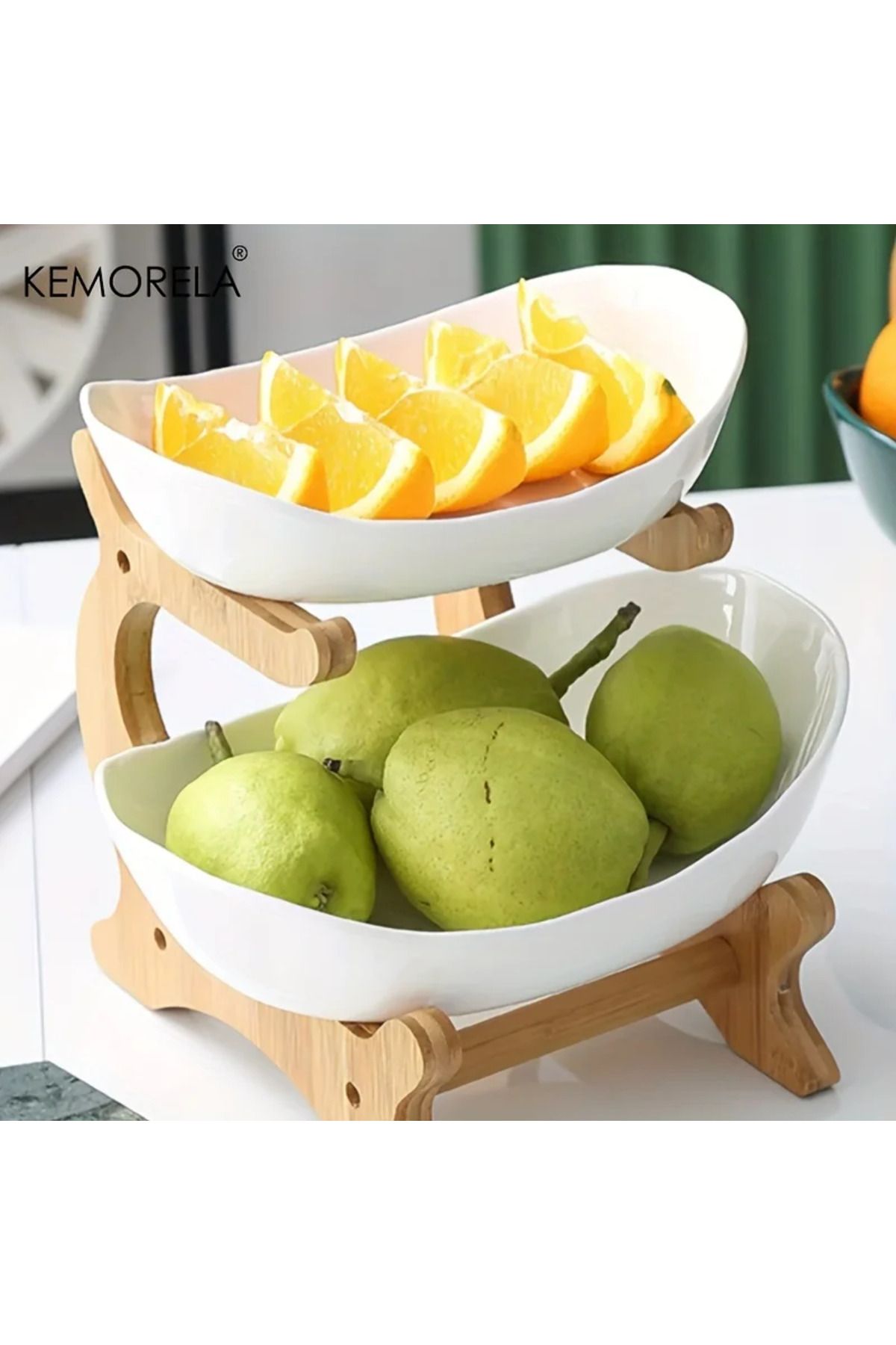 Choice-Double/Three layer Modern Wooden Living Room Multi-layer Snack Net Plastic Fruit Plate Wooden Thr... 6