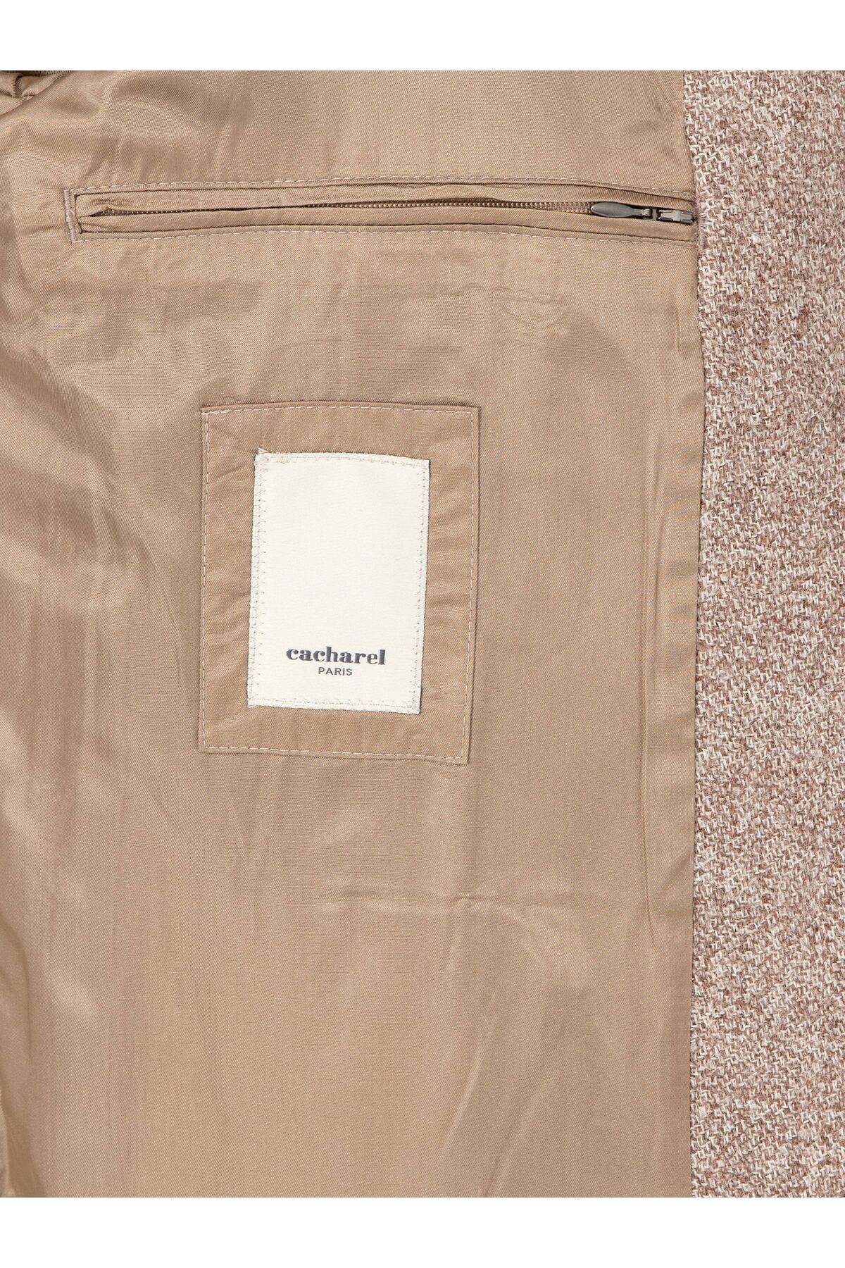 Cacharel Açık Kahverengi Slim Fit Yün Karışımlı Palto 50293729-VR002 görsel 6