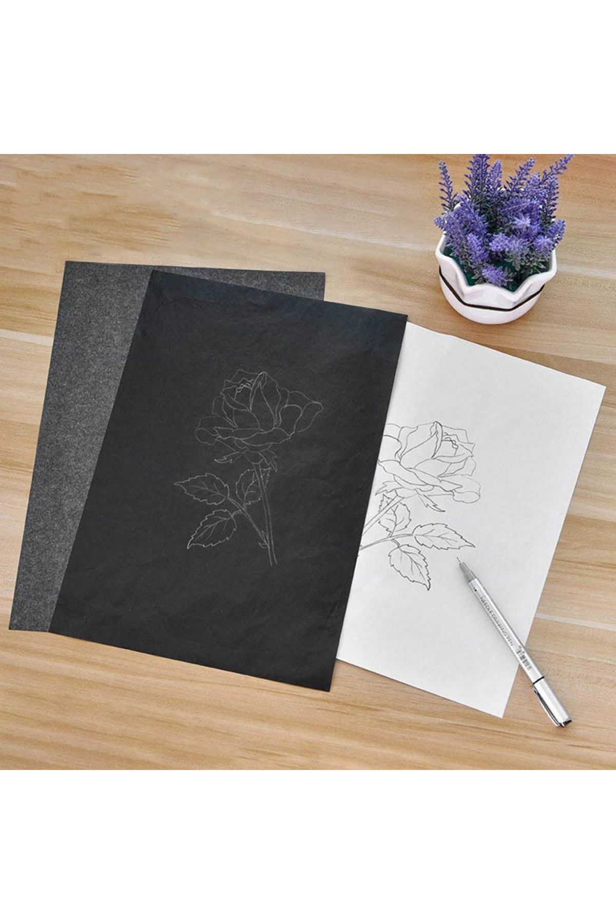 Choice-A4 100sheets Copy Carbon Paper Reusable Image Paper Copy Paper Graphite Transfer Carbon Tracing P... 3