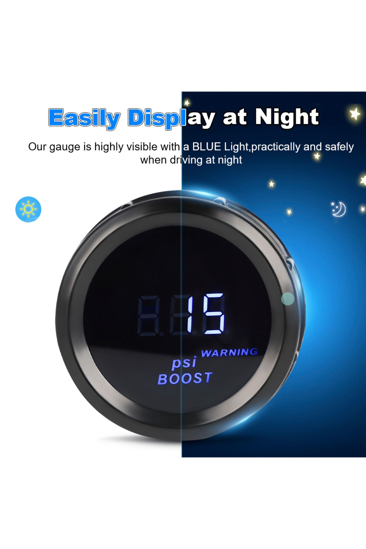 Choice-52mm Turbo Boost Meter with Boost Sensor Car Digital Gauge DC 12V Booster Gauge Kit for Car Truck... 3