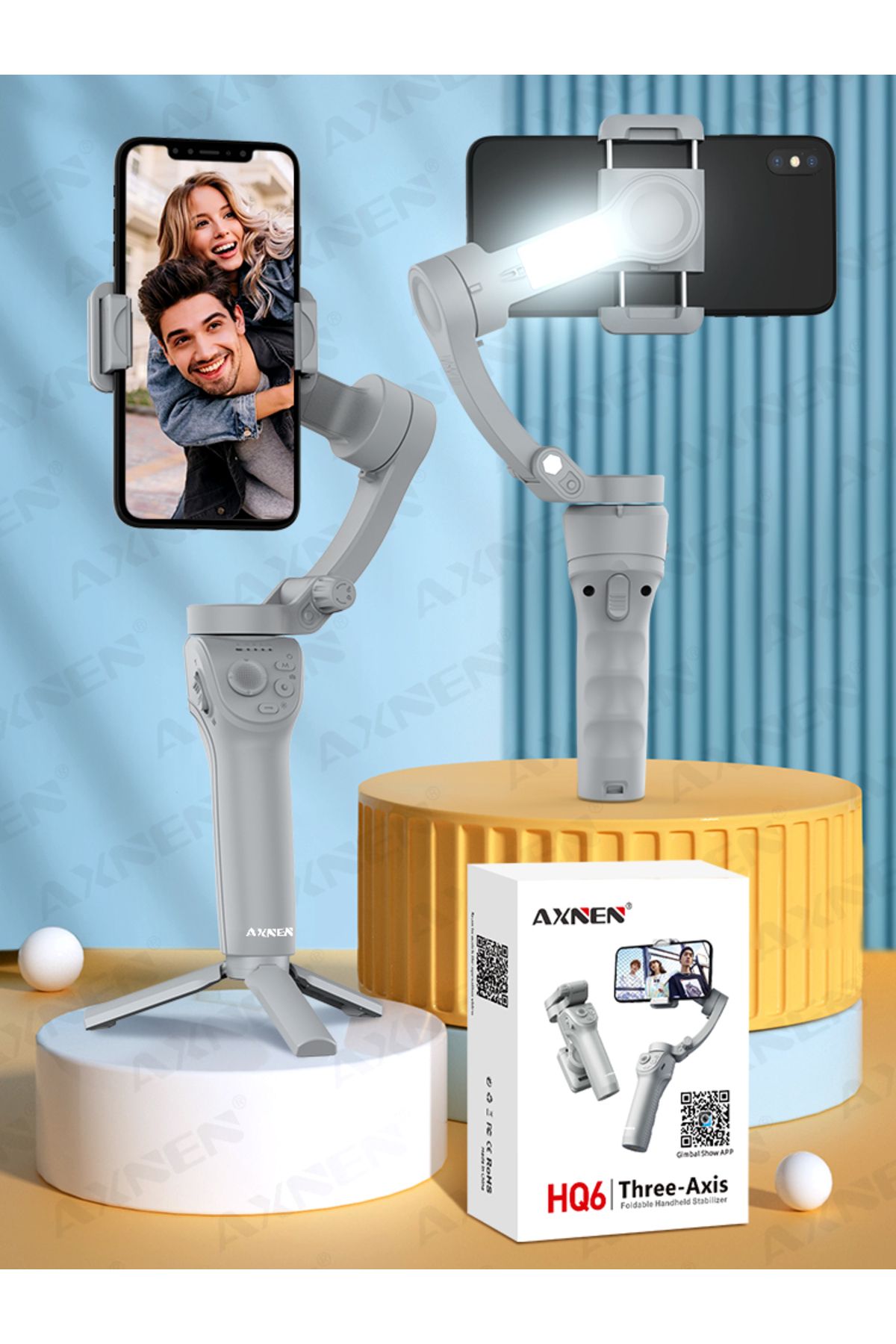 Choice-AXNEN HQ6 3-Axis Handheld Gimbal with Fill Light, Mobile Phone Stabilizer for iPhone Samsung Xiao... 8