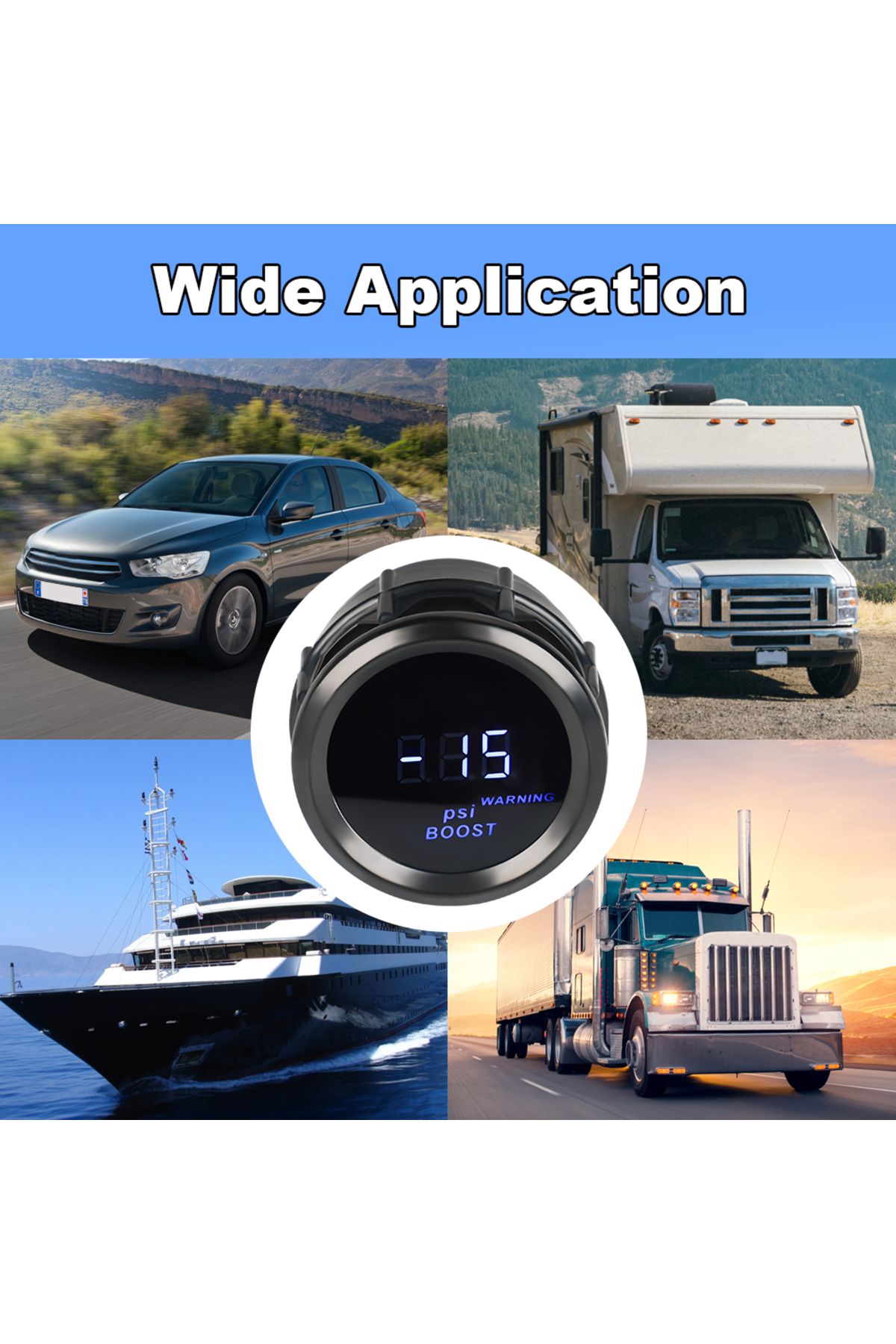 Choice-52mm Turbo Boost Meter with Boost Sensor Car Digital Gauge DC 12V Booster Gauge Kit for Car Truck... 5
