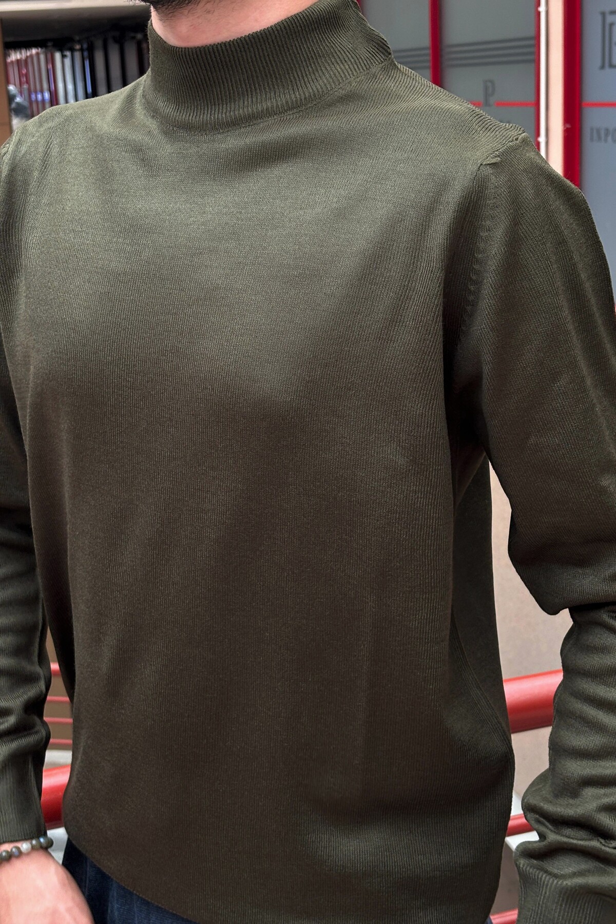 inpool  Erkek, Slim-Fit, Old Money, Yarım Boğazlı triko kazak - Görsel 7