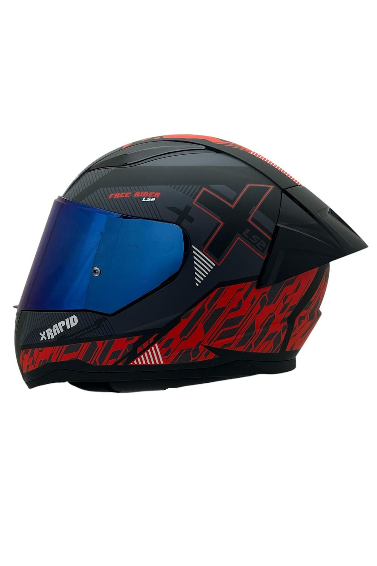 LS2-Rapid 2 Xtreet - Black and Red Helmet, Blue Glass Spoiler, Clear Glass Gift 2