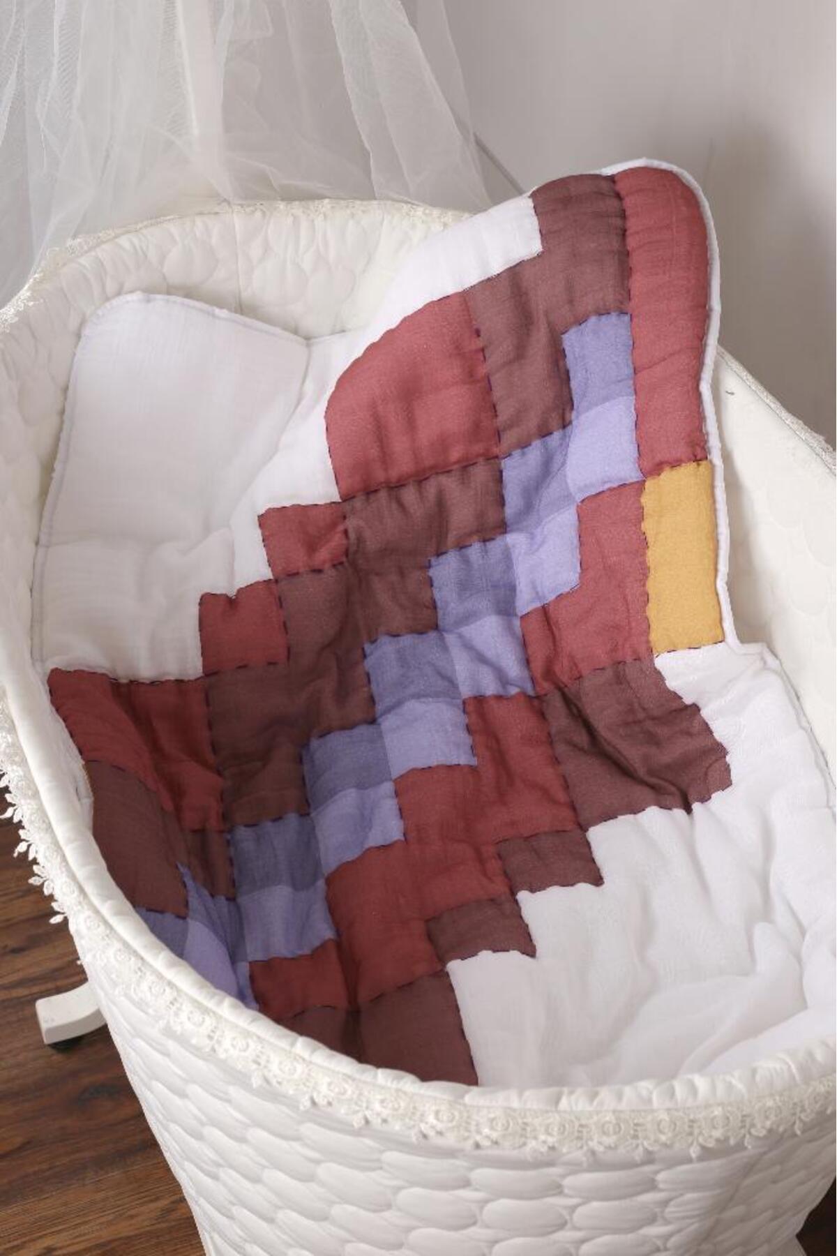 LUCKKA %100 Pamuk Bebek Müslin Yorgan - Oyun Matı El Işlemeli 70x100 Cm - Ztd100 fotoğrafı 5 (önizleme)