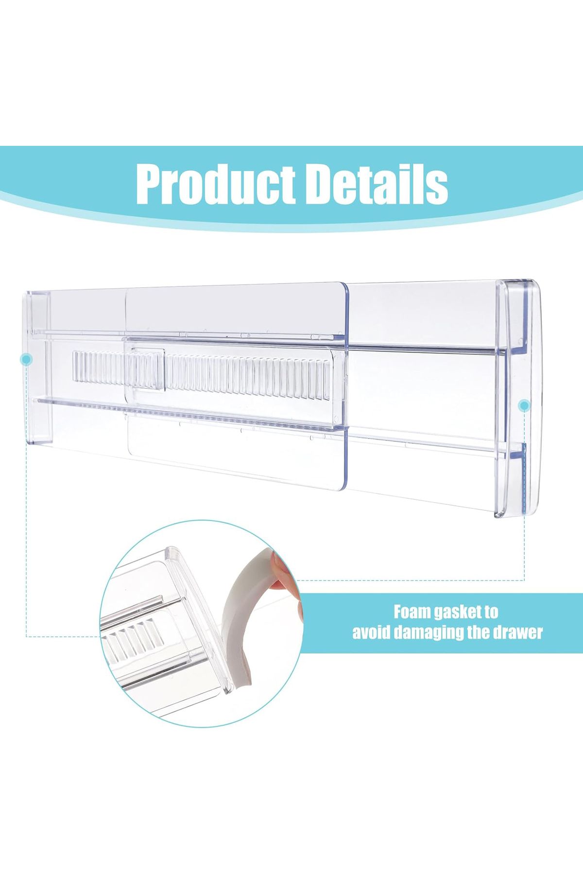 Choice-Drawer Partition, 4-Pack Adjustable Drawer Organizer, Transparent Expandable Dressing Table Organ... 4