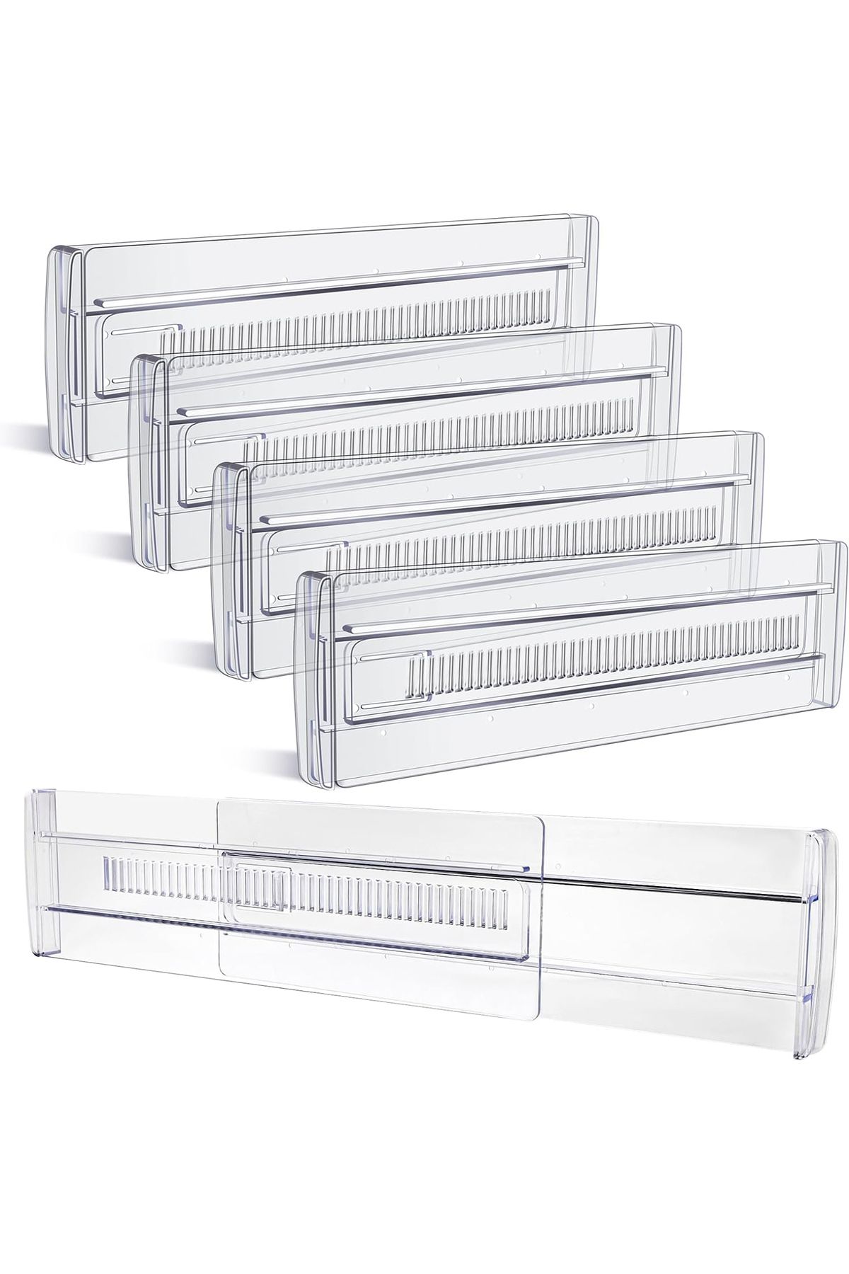 Choice-Drawer Partition, 4-Pack Adjustable Drawer Organizer, Transparent Expandable Dressing Table Organ... 8