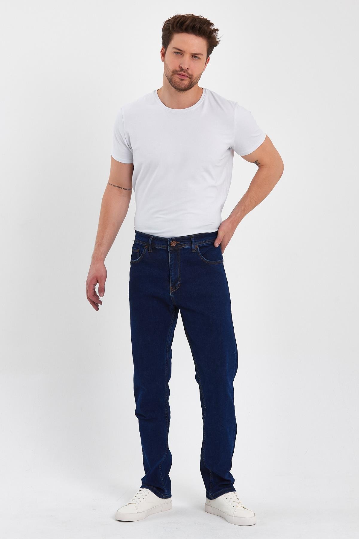 Genel Markalar  ERKEK FERMUARLI KLASİK DÜZ JEANS - Görsel 3