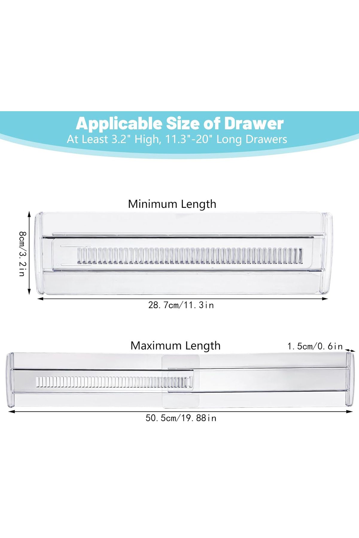 Choice-Drawer Partition, 4-Pack Adjustable Drawer Organizer, Transparent Expandable Dressing Table Organ... 3