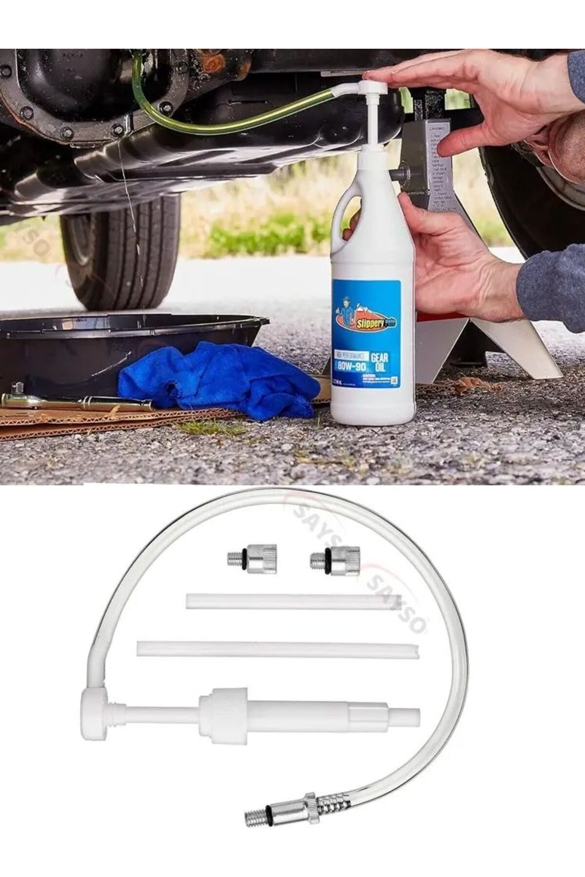 Choice-Lower Unit Gear Oil Pump for Standard Quart Bottles Includes 3/8 Inch Swivel 8mm 10mm Adapters Fi... 8