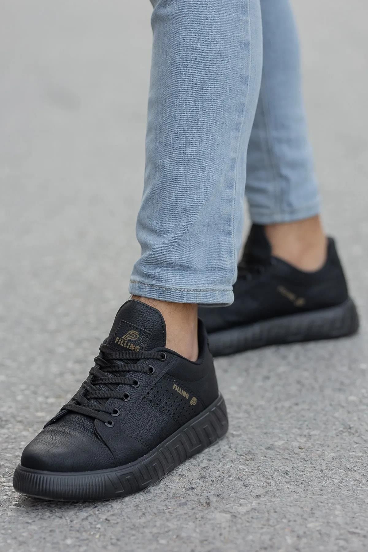 Preux Erkek Lazer Cilt Deri Lifestyle Casual Şık Günlük Bağcıklı Ortopedik Sneaker Spor Ayakkabı