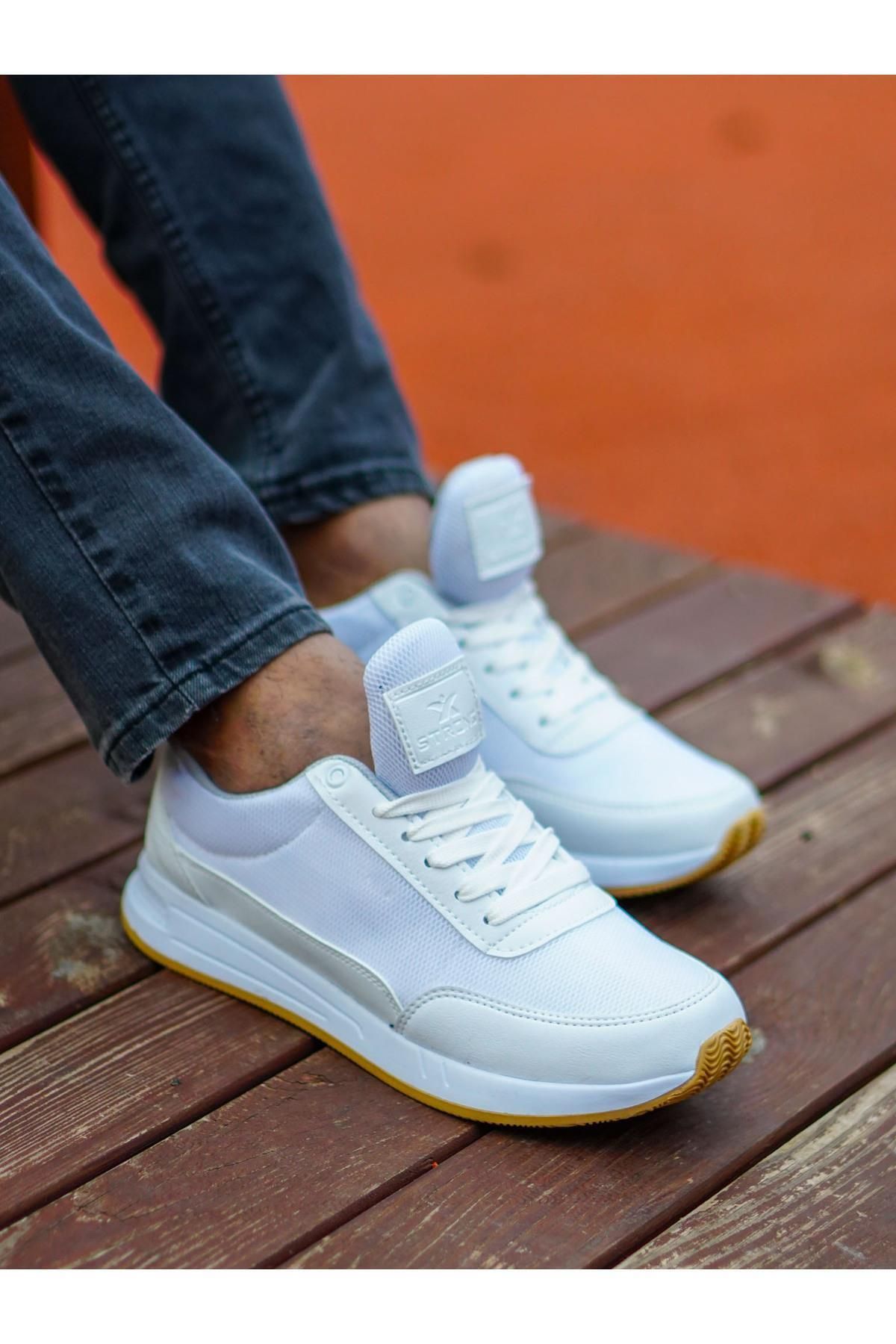 Preux Şık Tasarım Bağcıklı File Hafif Günlük Yürüyüş Rahat Taban Casual Sneaker Spor Ayakkabı