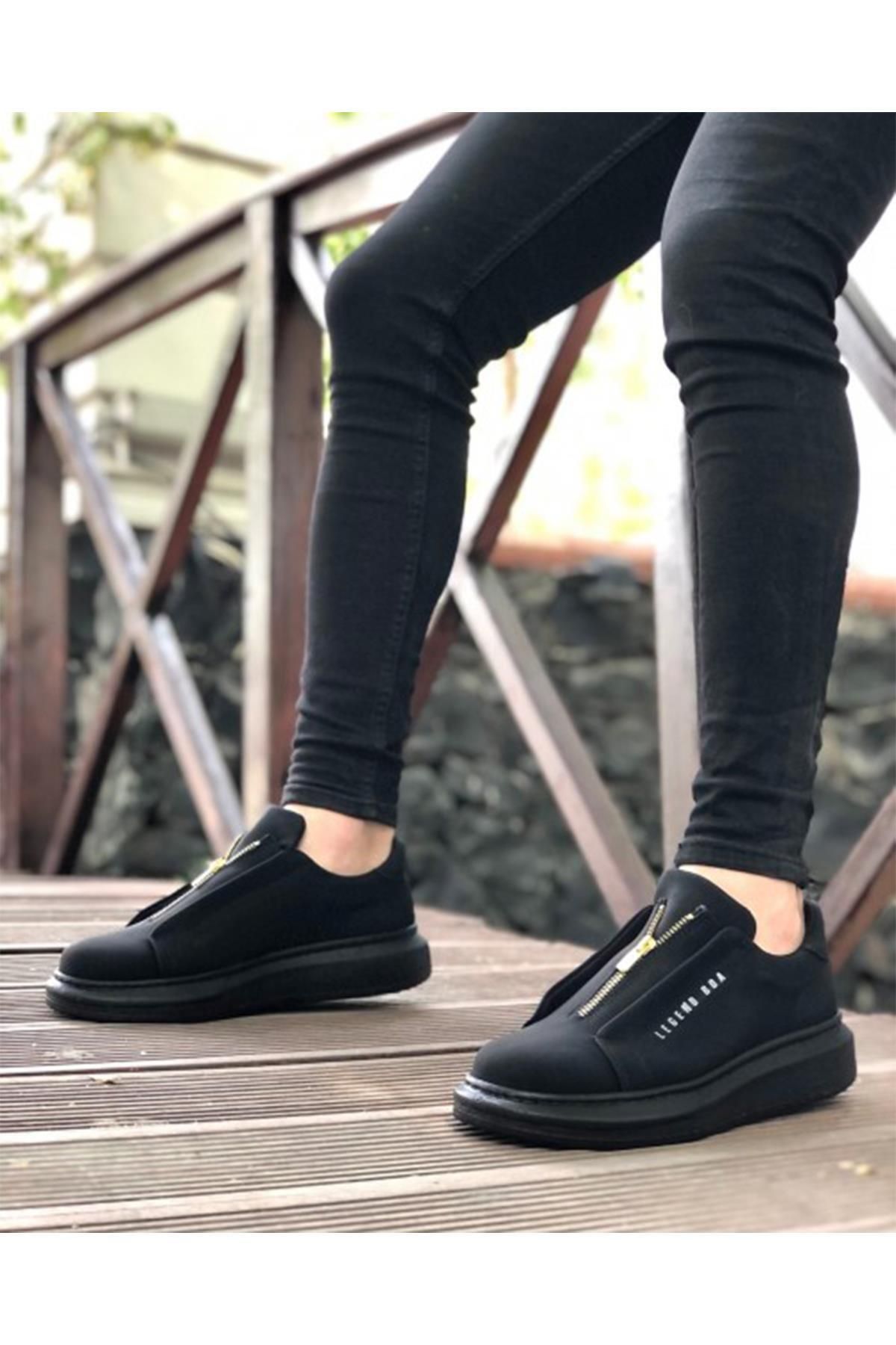 Preux Erkek Cilt Deri Fermuarlı Sneaker Ortopedik Mevsimlik Günlük Ayakkabı