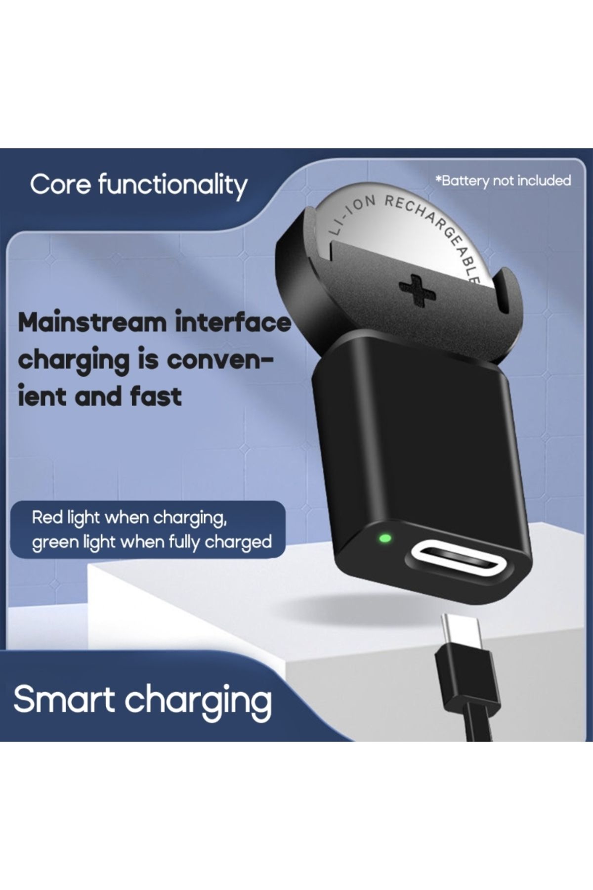 Choice-USB Type-C Plug Li-ion LIR2032 LIR2025 ML2032 ML2025 CR2032 Coin Button Cell Battery Adapter USB ... 6