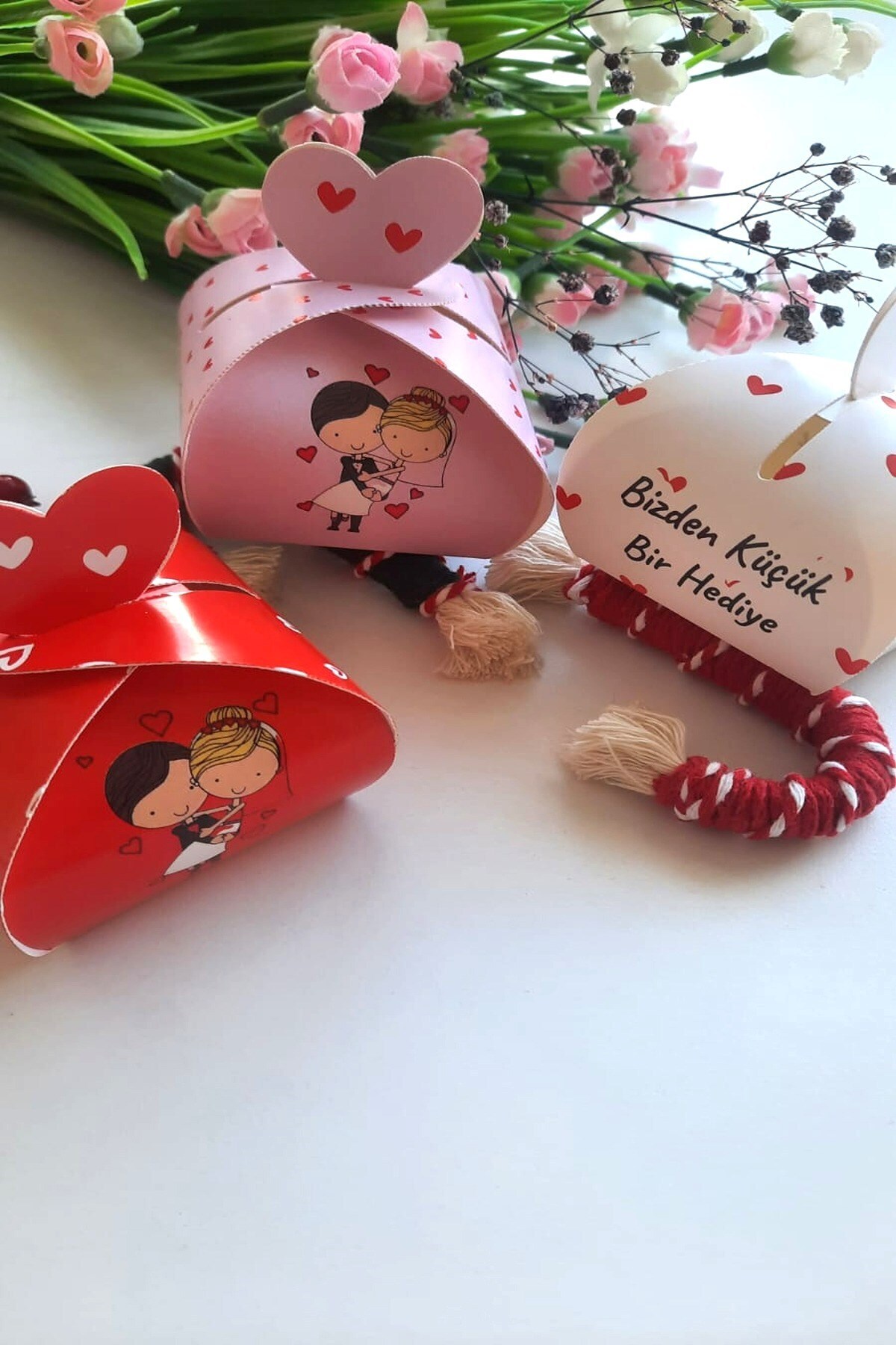 Emtory Home-25 Pieces Red-Pink-White Model Heart Candy Box - Henna Gift - Wedding Gift - Cookie Box 5