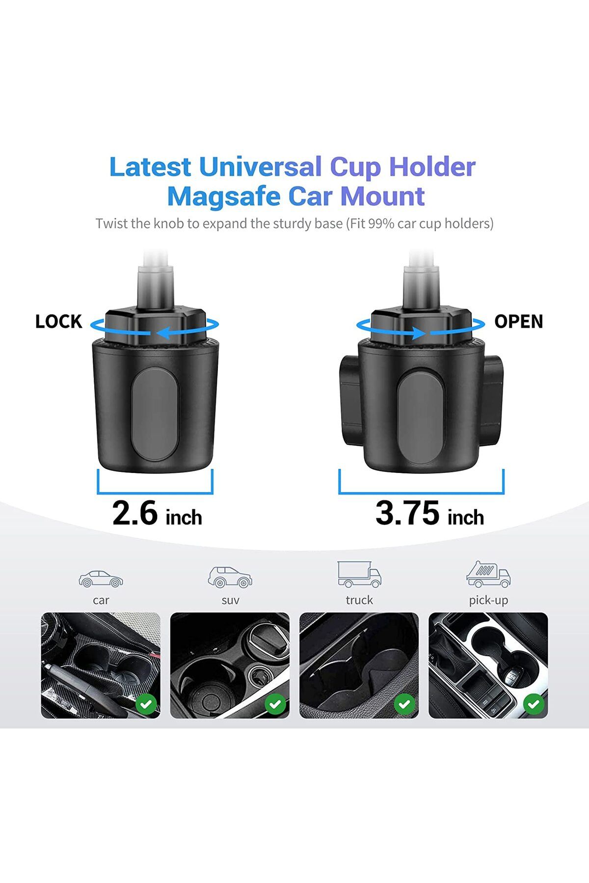 Choice-YWOR Cup Holder Phone Mount Adjustable Car Phone Holder Cup Holder Cell Phone of Smart Phone 6